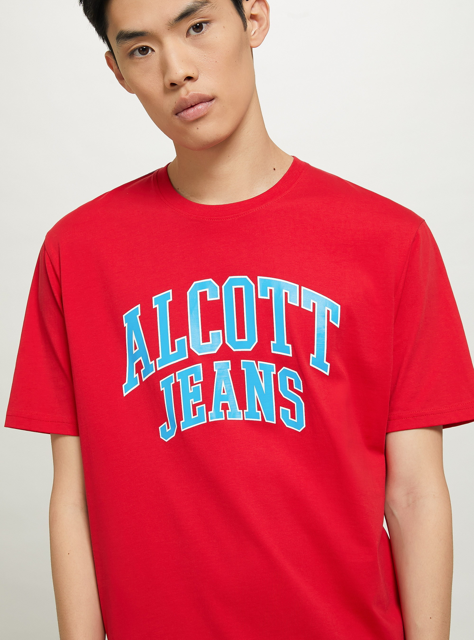 T-shirt en coton avec imprimé, C3376 RED