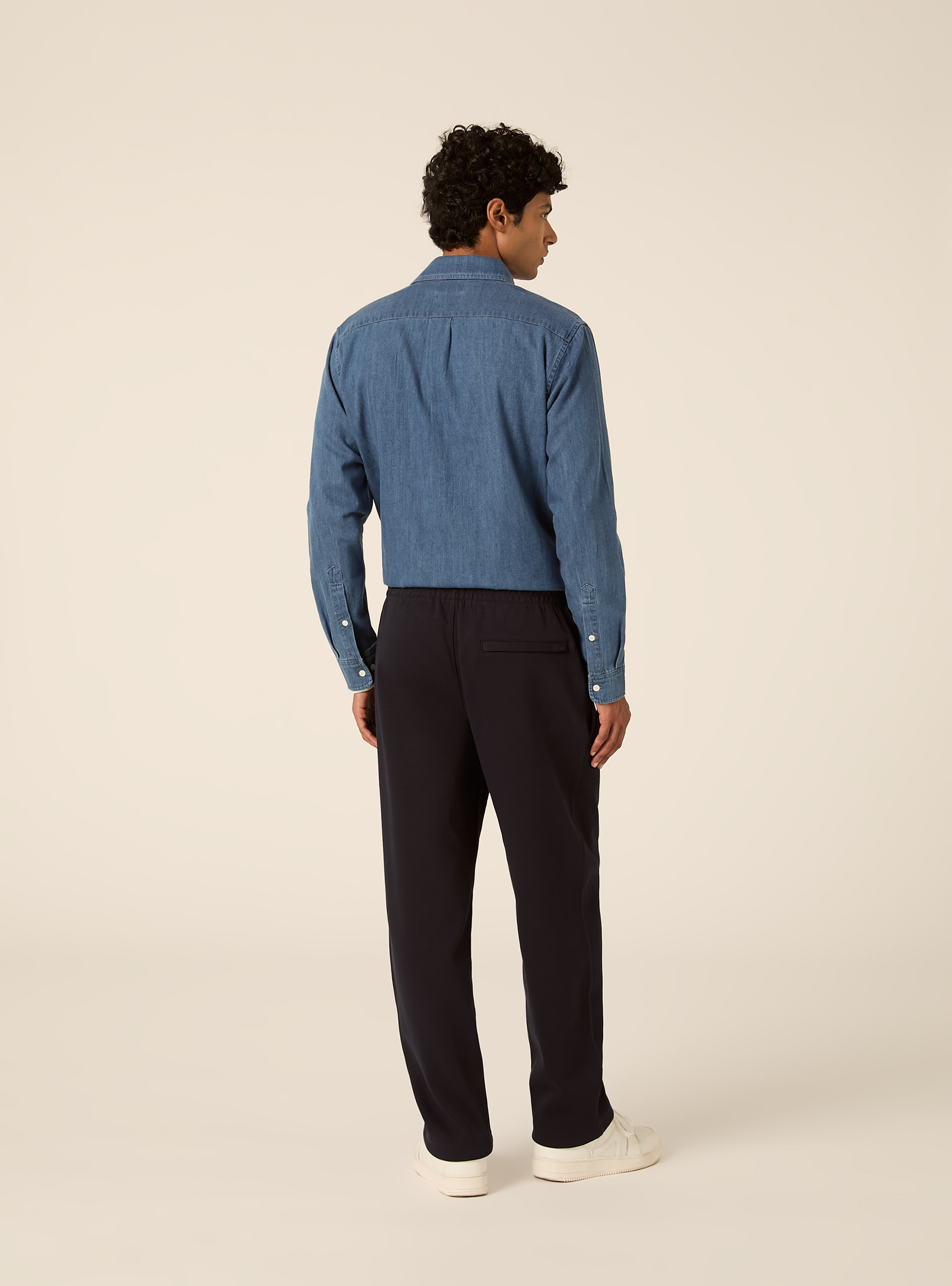 Straight leg interlock fabric jogger trousers, NA1 NAVY DARK