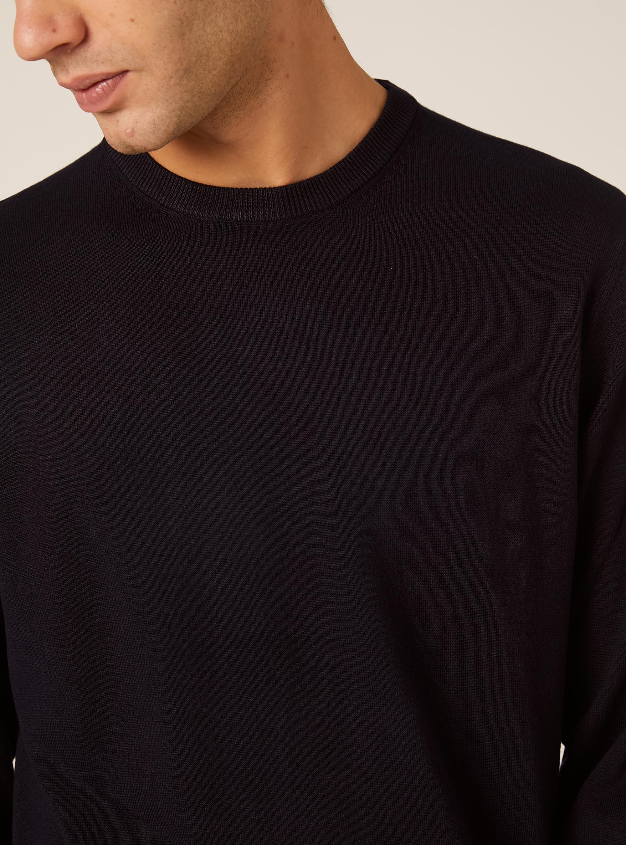 Jersey de cuello redondo de viscosa Ecovero, NA1 NAVY DARK