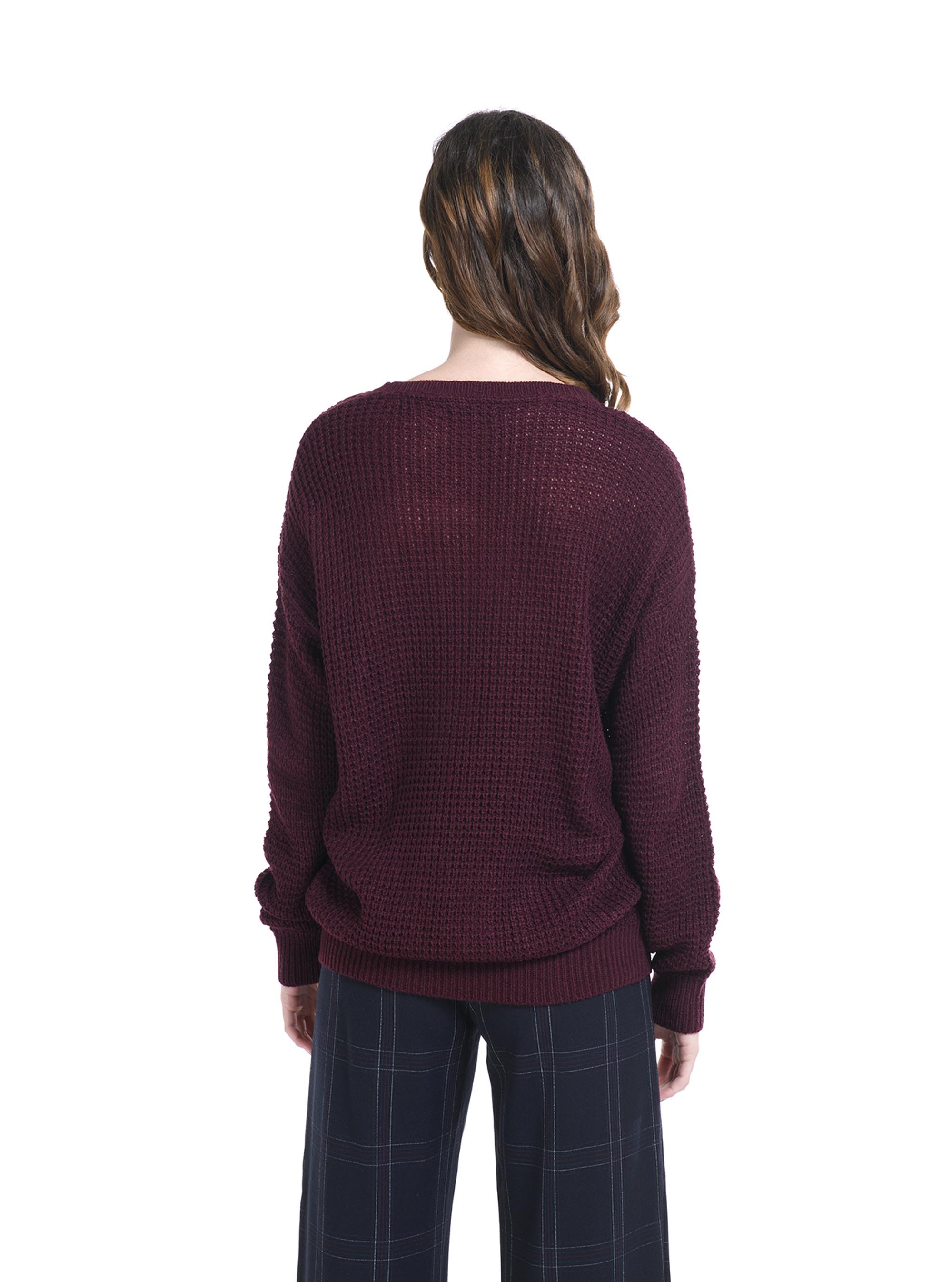 Pullover in maglia, BORDEAUX