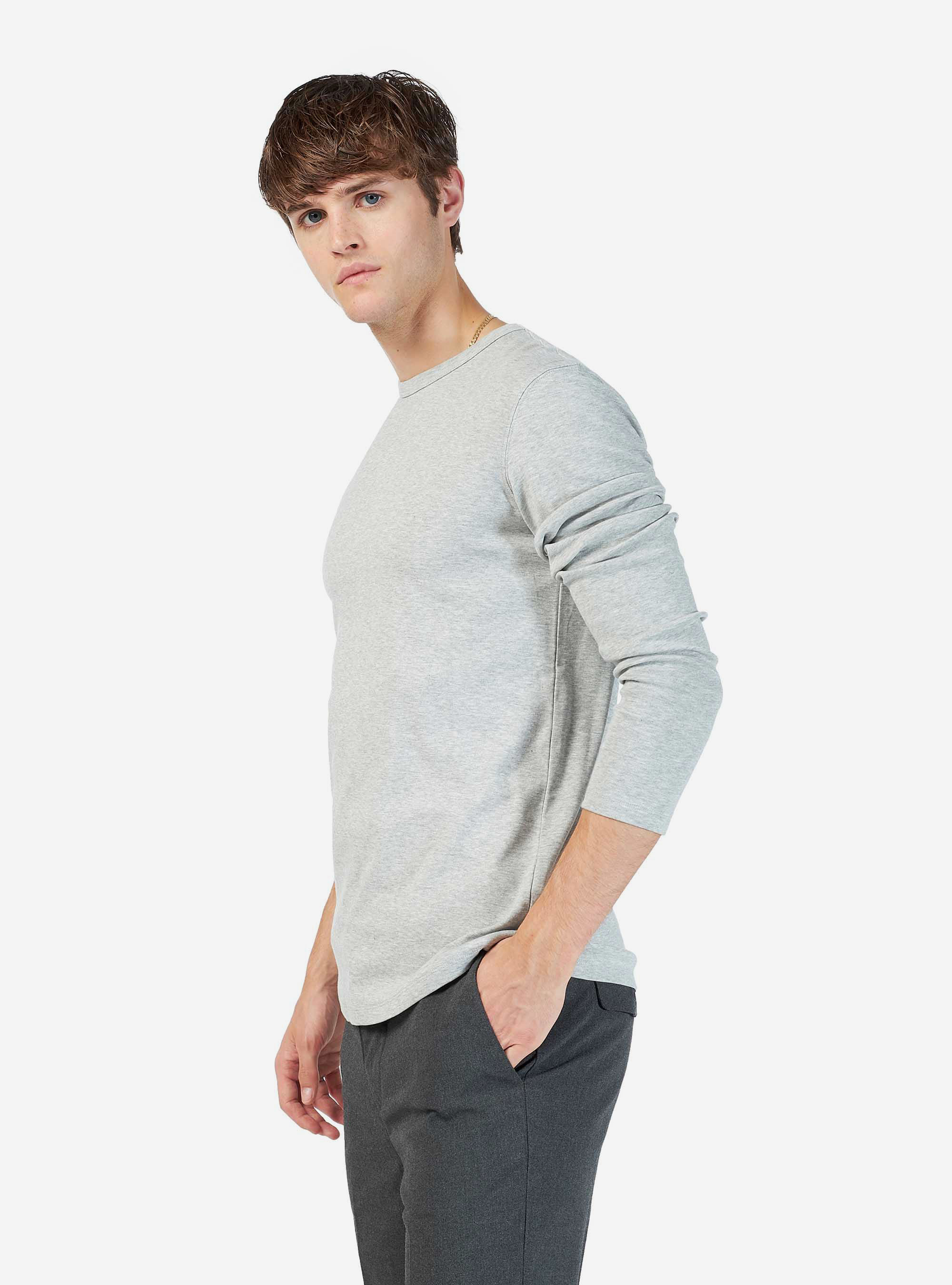 Basic t-shirt 100% cotton comfort fit, LIGHT GREY MELANGE