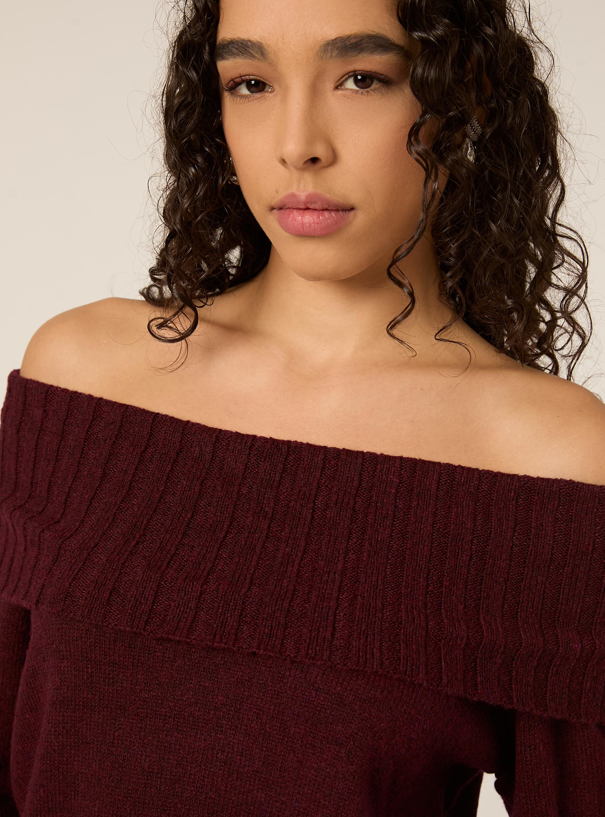 Maglia con spalle scoperte bardot, BO2 BORDEAUX MEDIUM