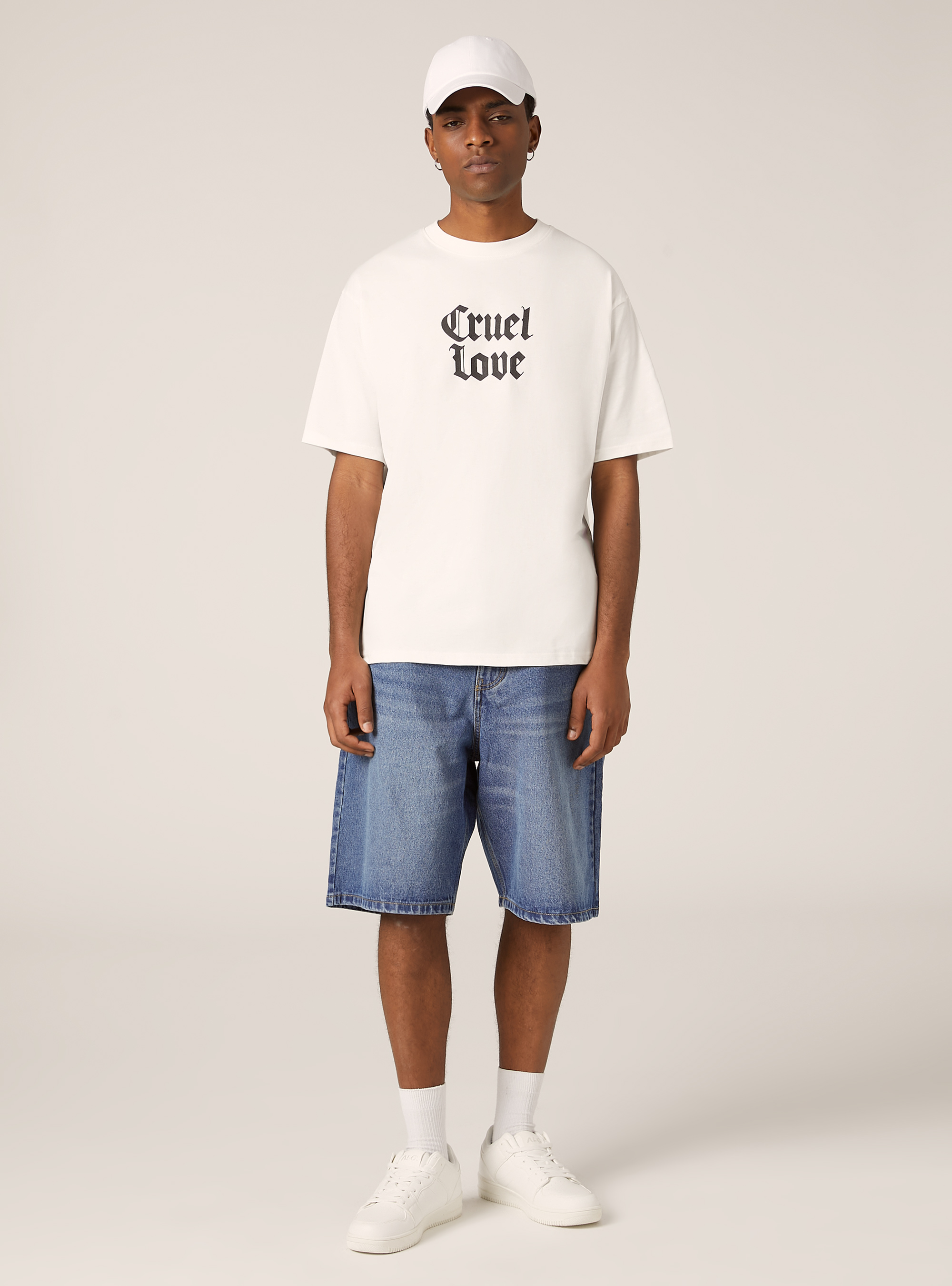 Camiseta boxy fit con estampado, WH2 WHITE