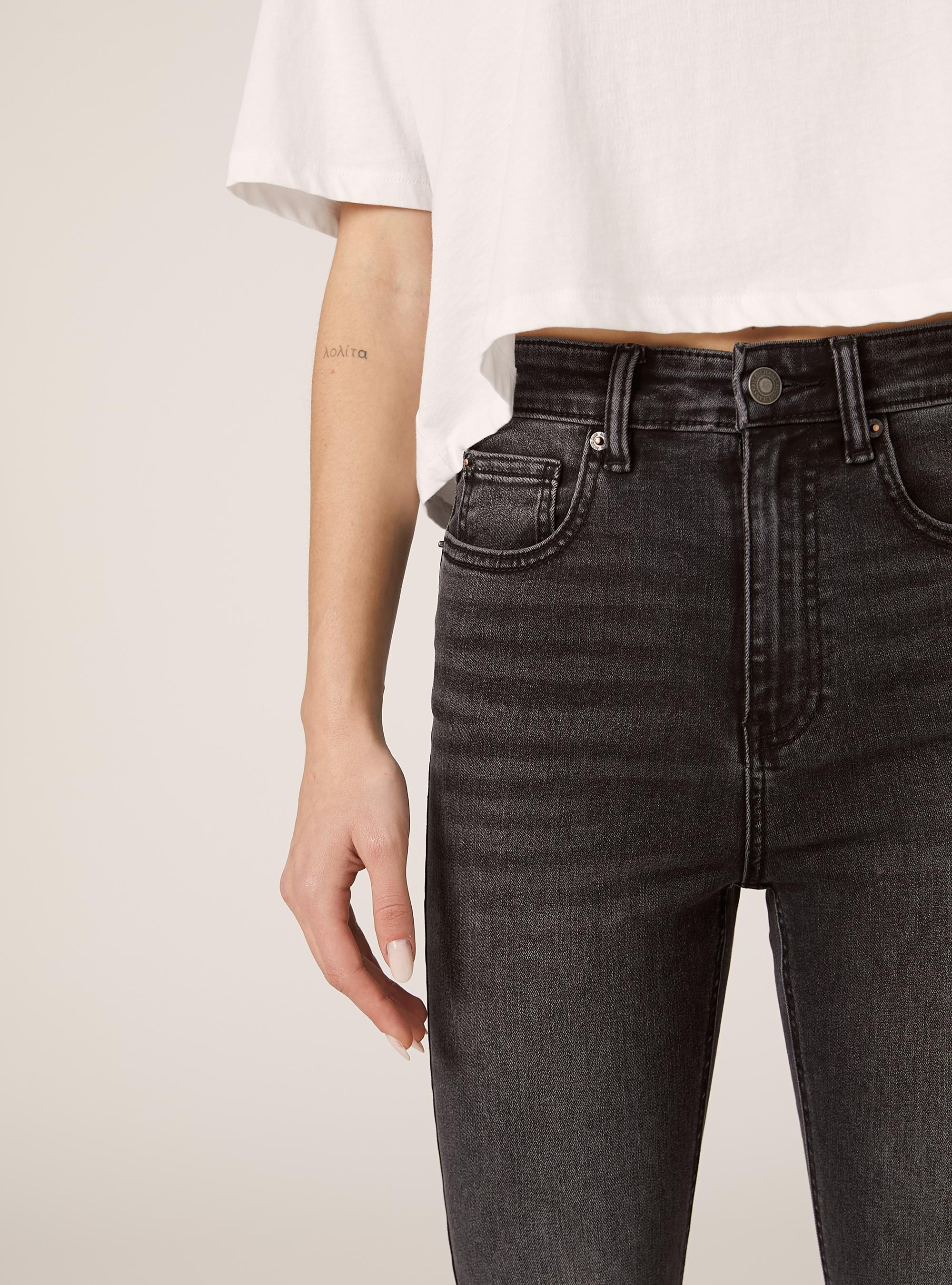 Vaqueros pitillo de cintura muy alta, D000 BLACK