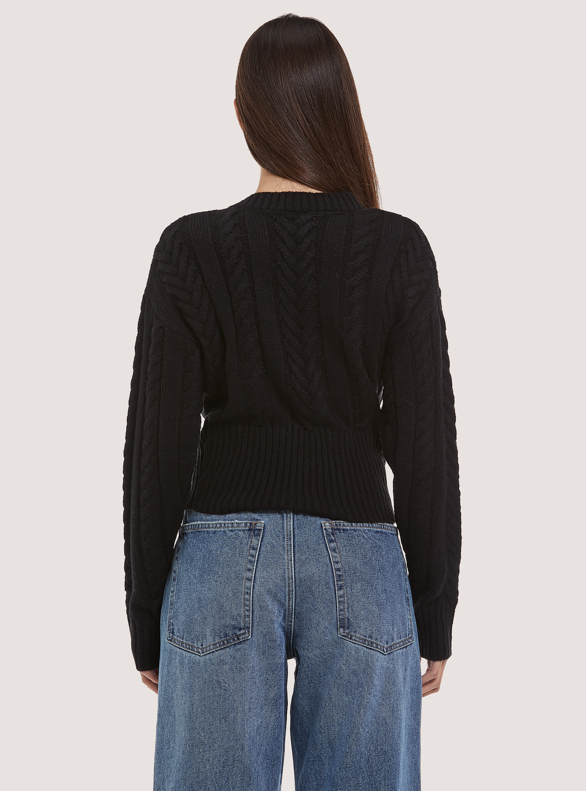 Cropped pullover with plaits, C101 BLACK