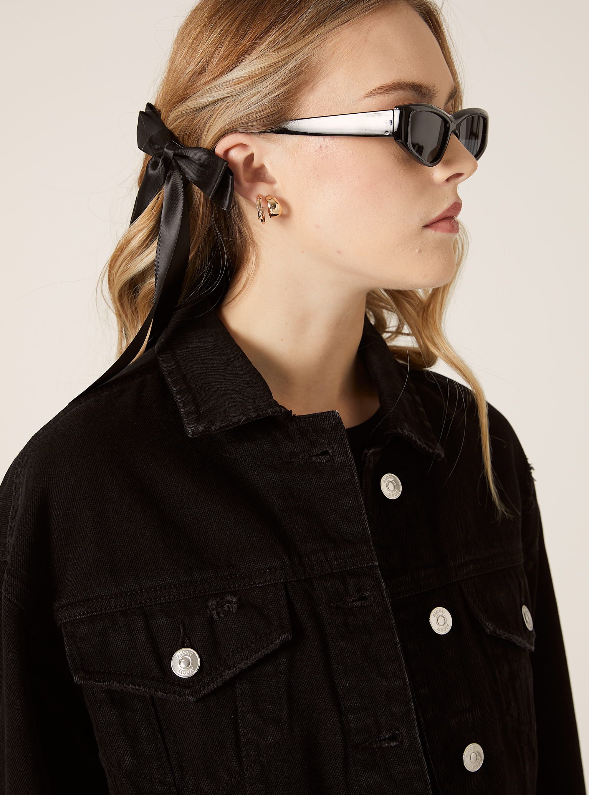 Fermaglio per capelli con fiocco satinato, BK1 BLACK