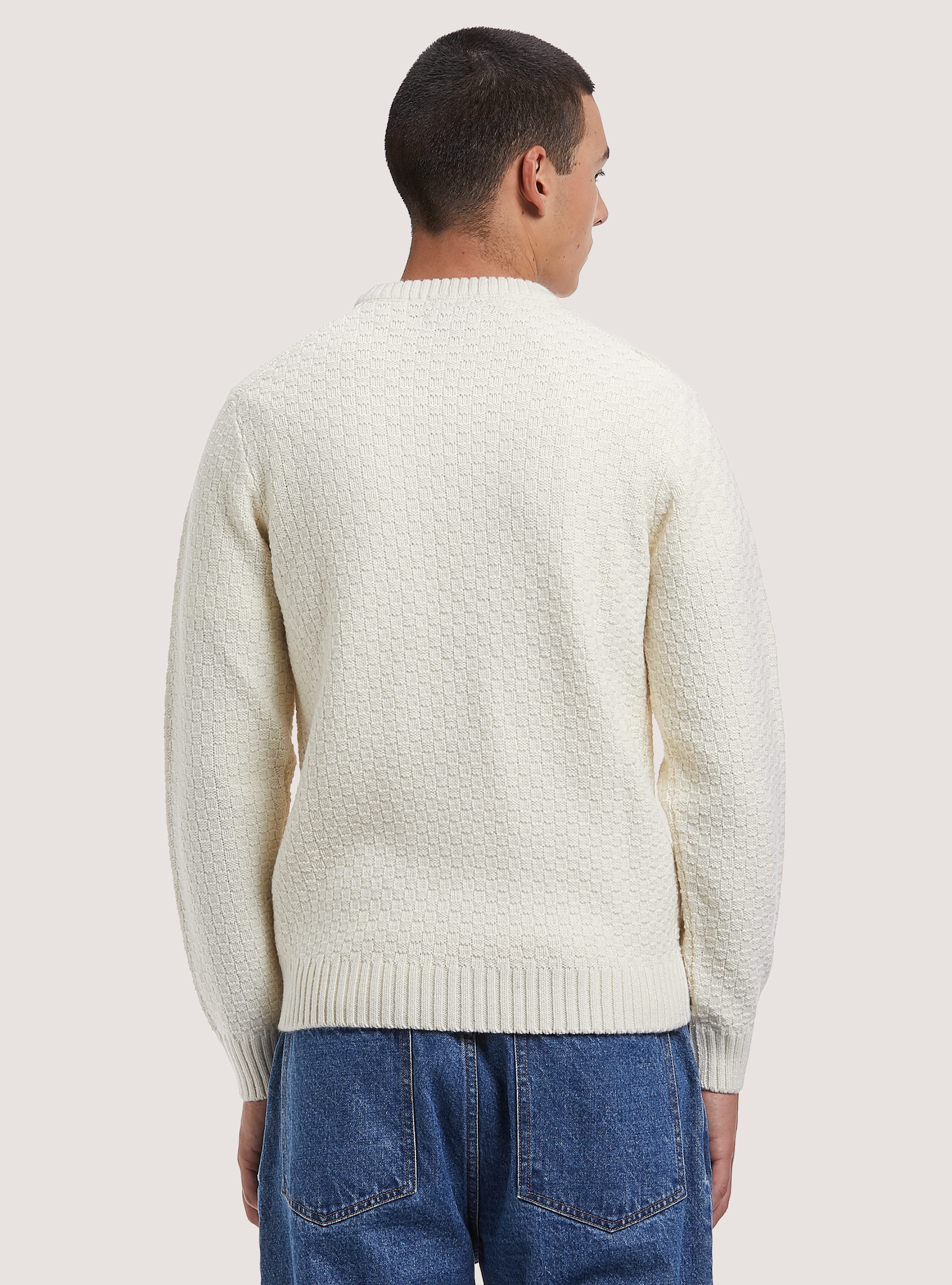 Pullover caldo con texture geometrica, WH2 WHITE
