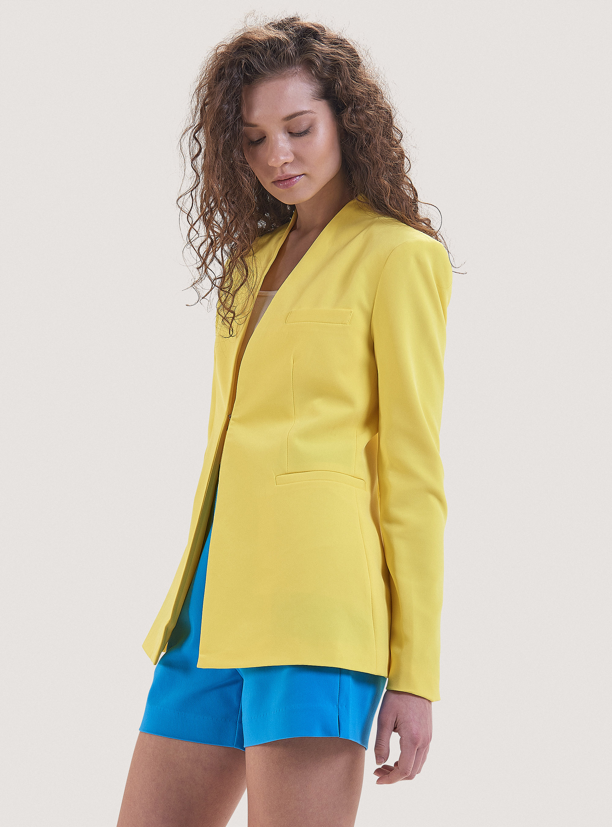 Plain-coloured blazer, YE2 YELLOW MEDIUM