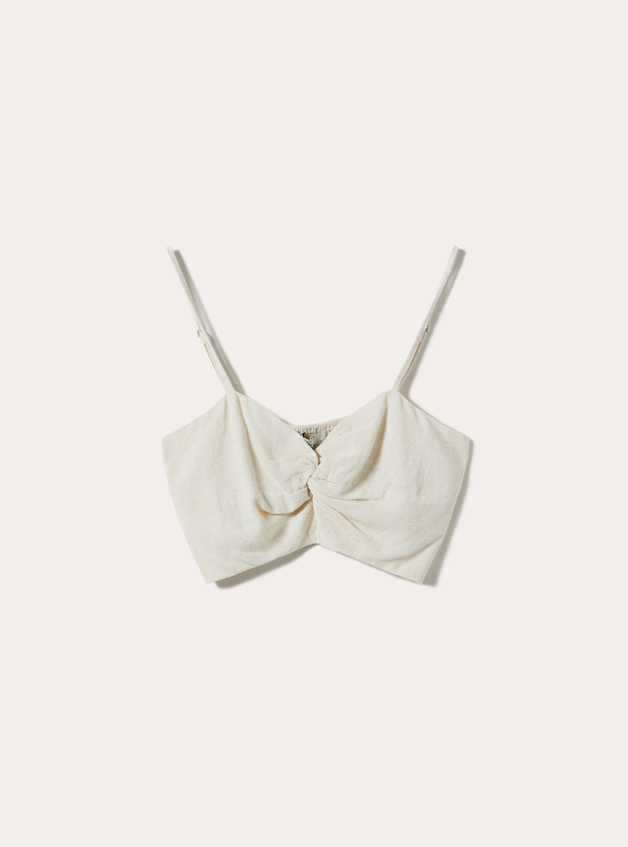 Linen-blend knot top, MBG3 BEIGE MEL LIGHT