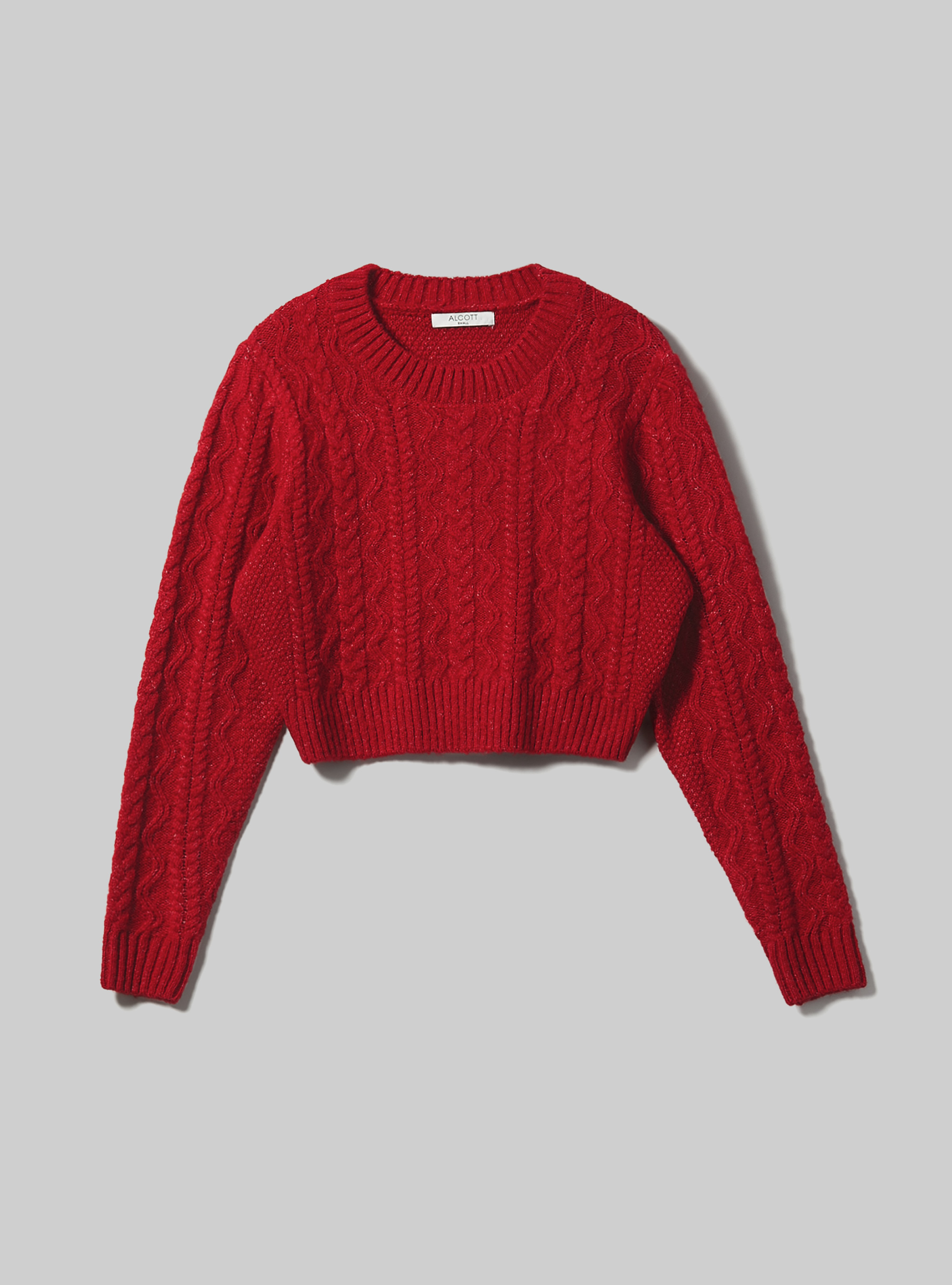 Cropped pullover with braids, RD2 RED MEDIUM