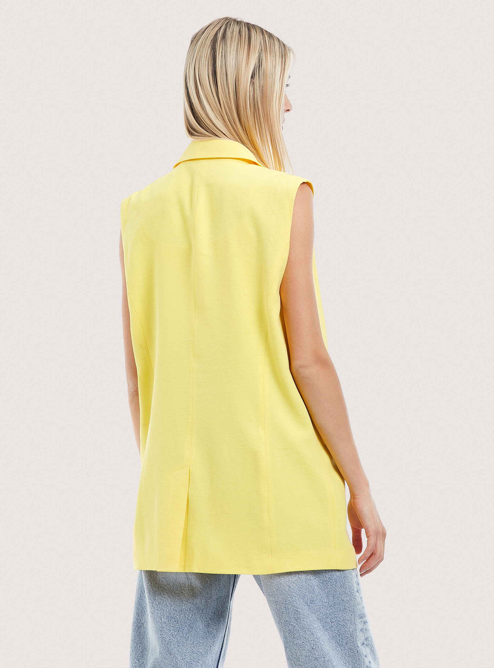 Vest with lapels and pockets, YE2 YELLOW MEDIUM
