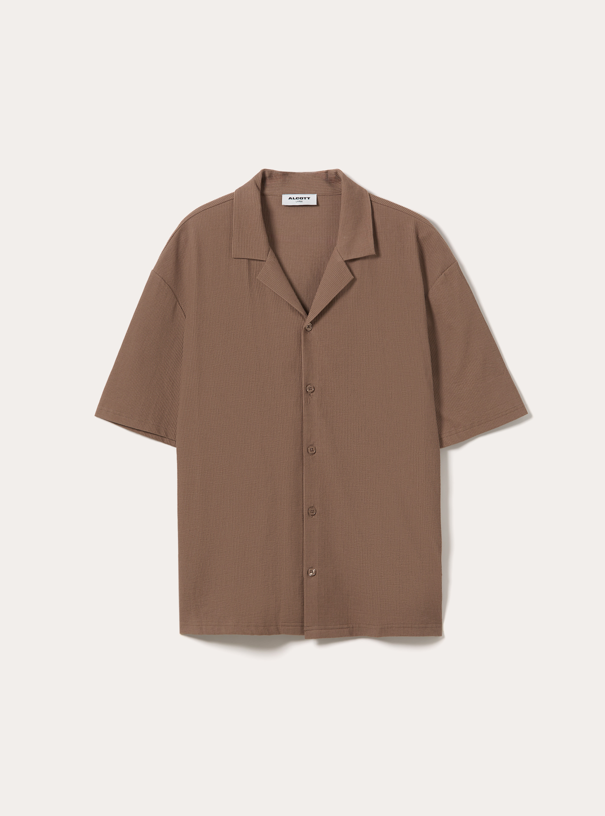 Knit Regular Fit Bowling Shirt, BR3 BROWN LIGHT