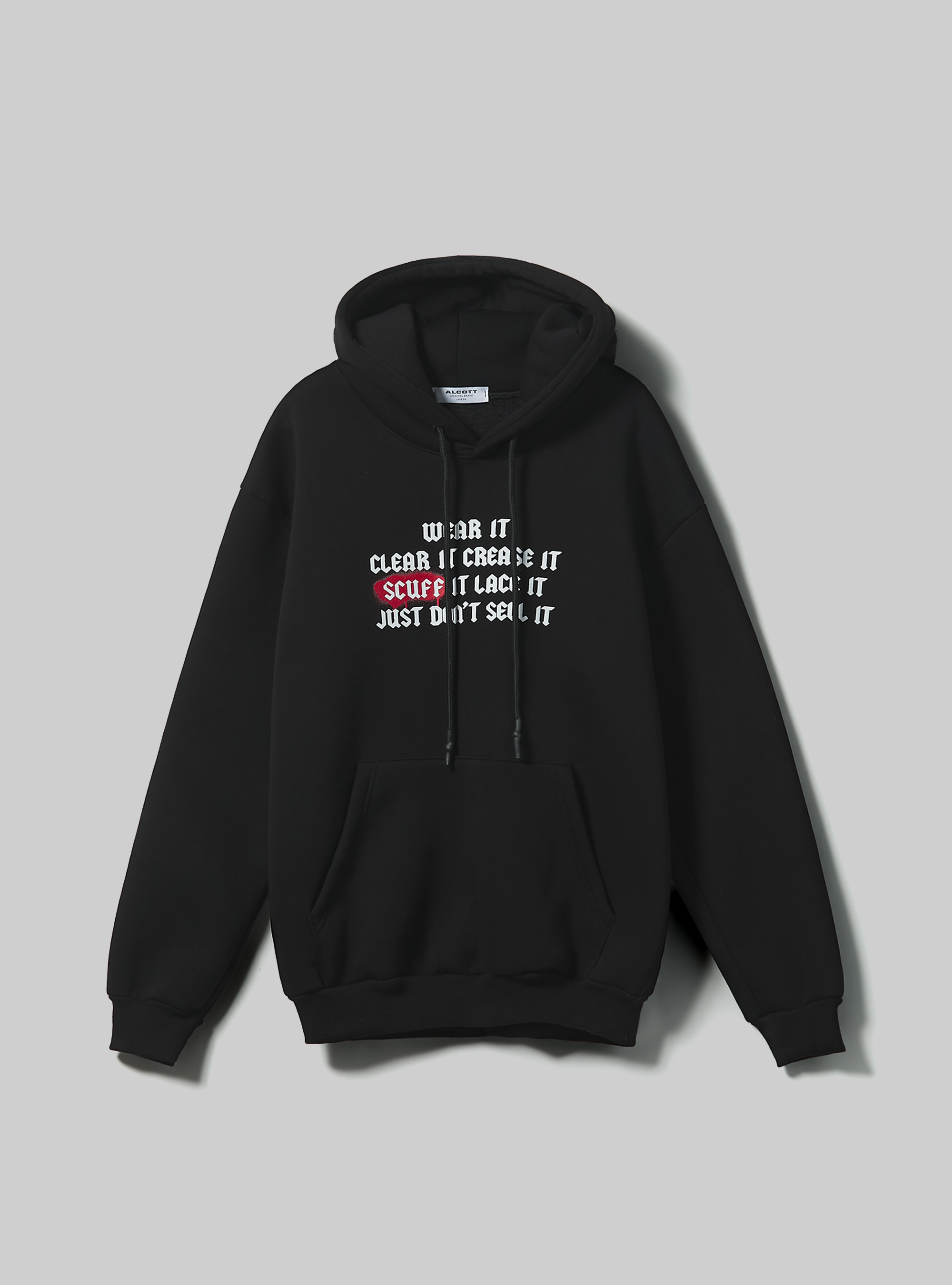 Hoodie with print, BK1 BLACK
