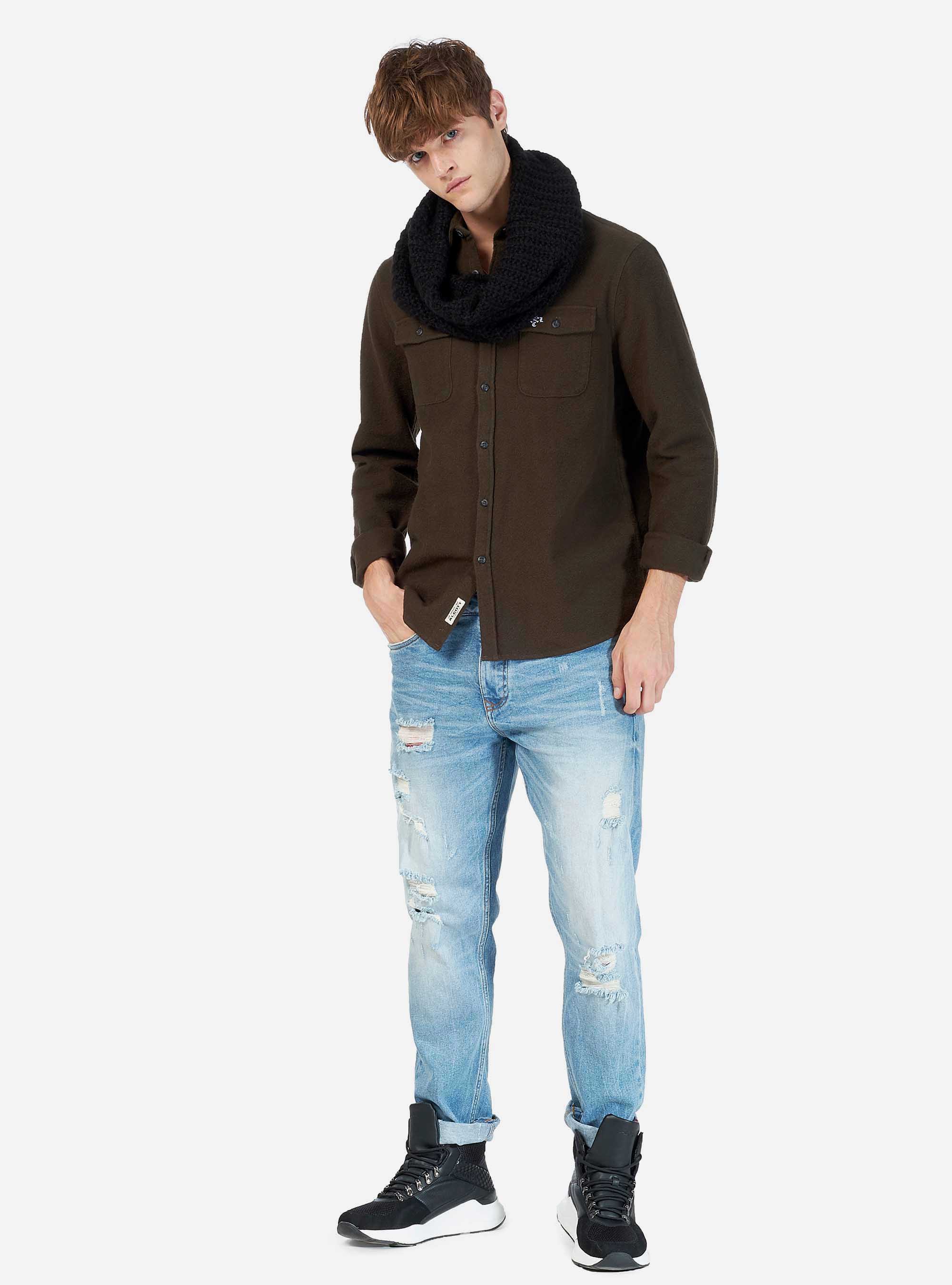 Langarm Worker Hemd, C610 KAKY