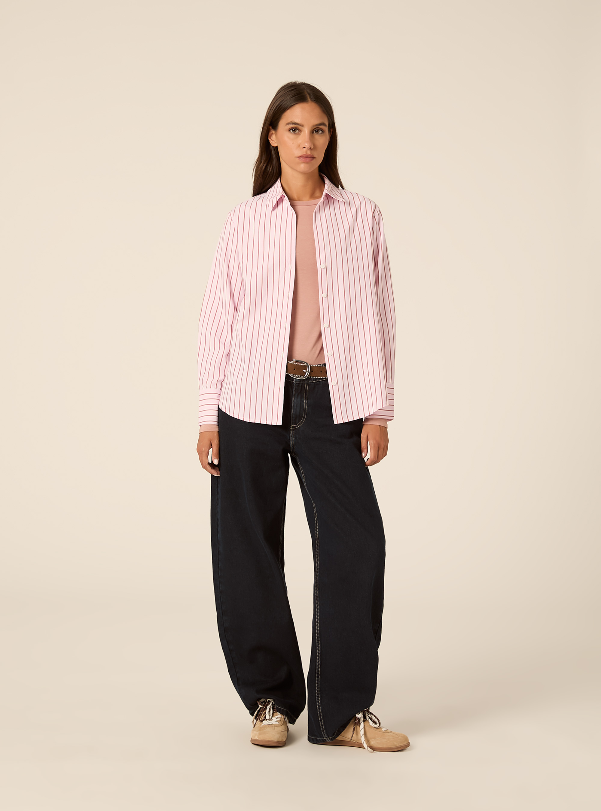 Camicia in popeline a righe, PK2 PINK MEDIUM