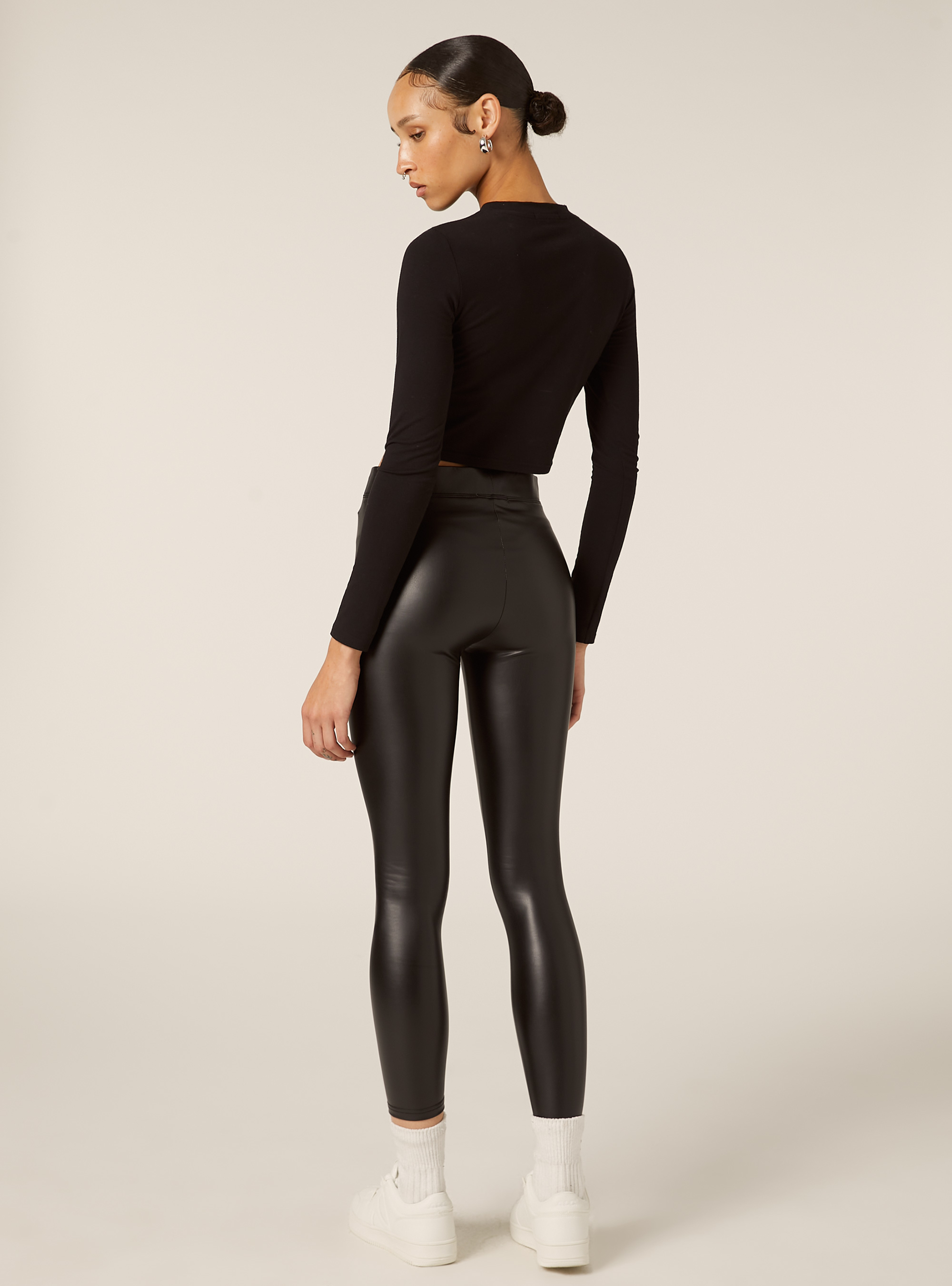 Leather-effect leggings, BK1 BLACK