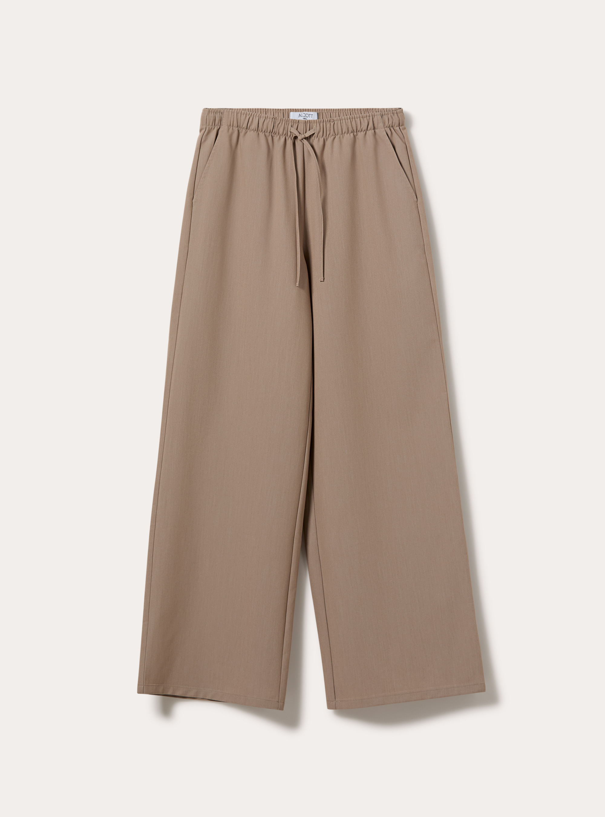 Pantaloni con elastico in vita straight, BG1 BEIGE DARK