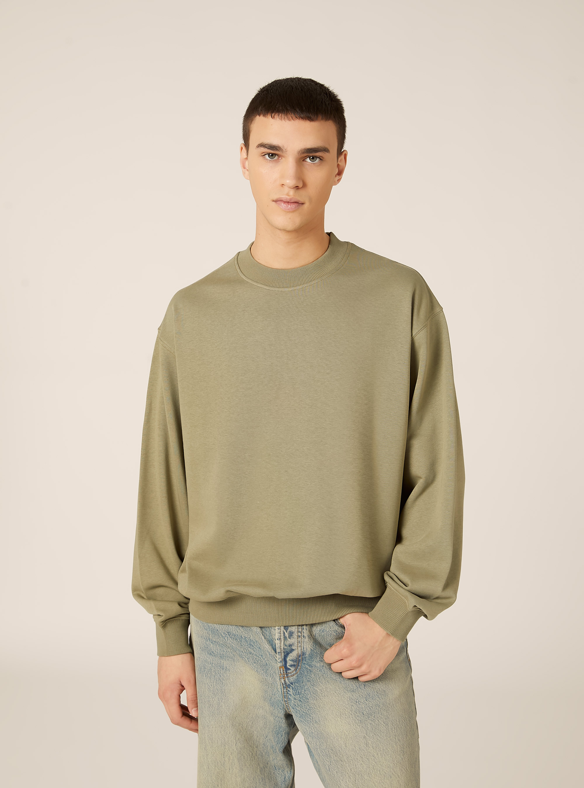 Boxy fit crew neck sweatshirt, KY2 KAKY MEDIUM