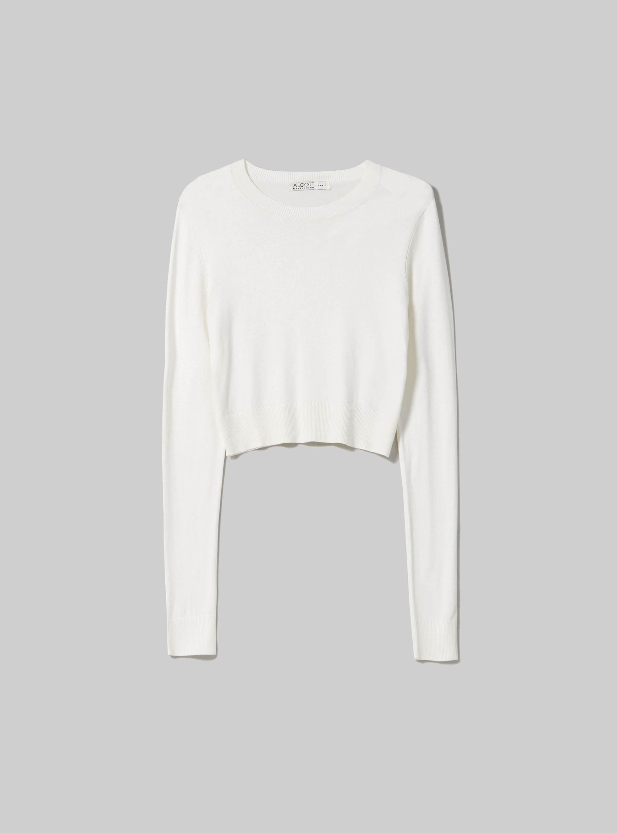 Pullover cropped girocollo, WH1 OFF WHITE
