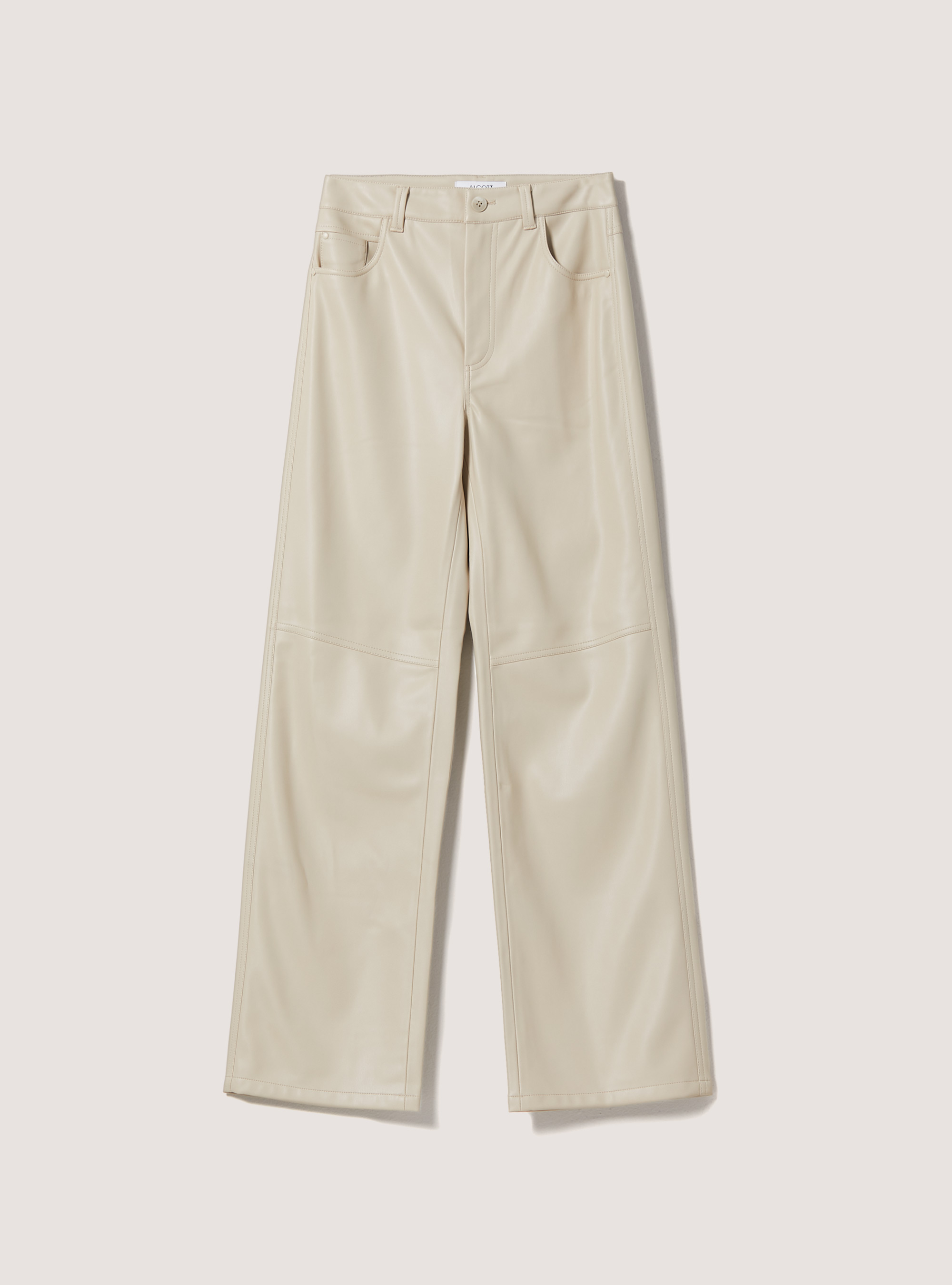 Leather effect straight fit trousers, WH1 OFF WHITE