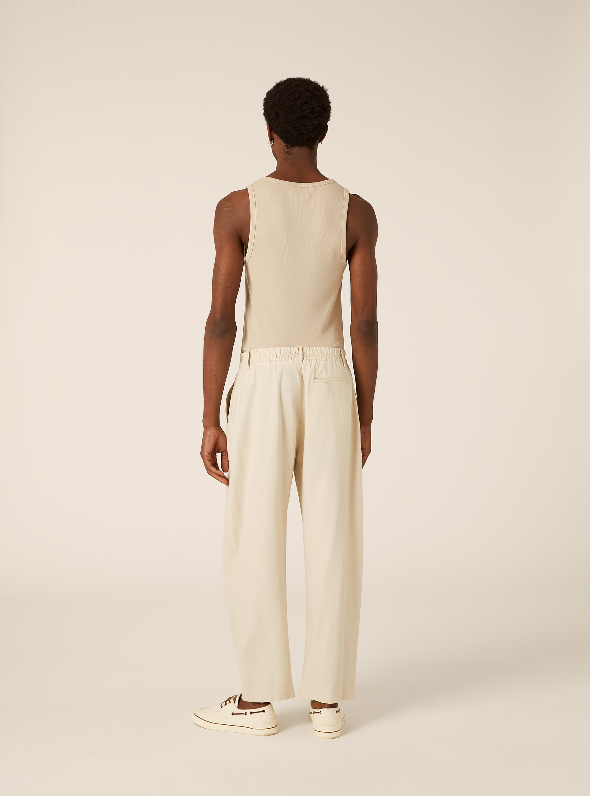 Pantaloni una pince in misto lino, BG2 BEIGE MEDIUM