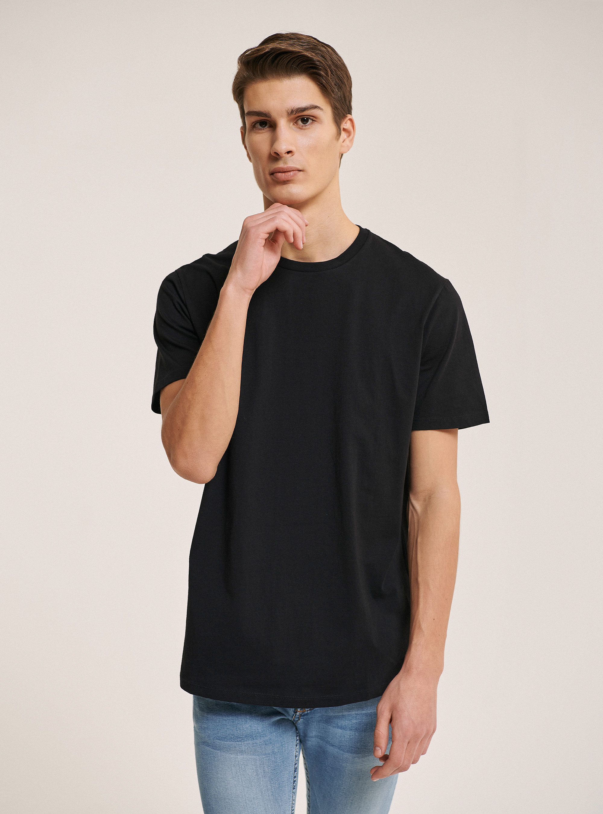 Basic cotton T-shirt, BLACK
