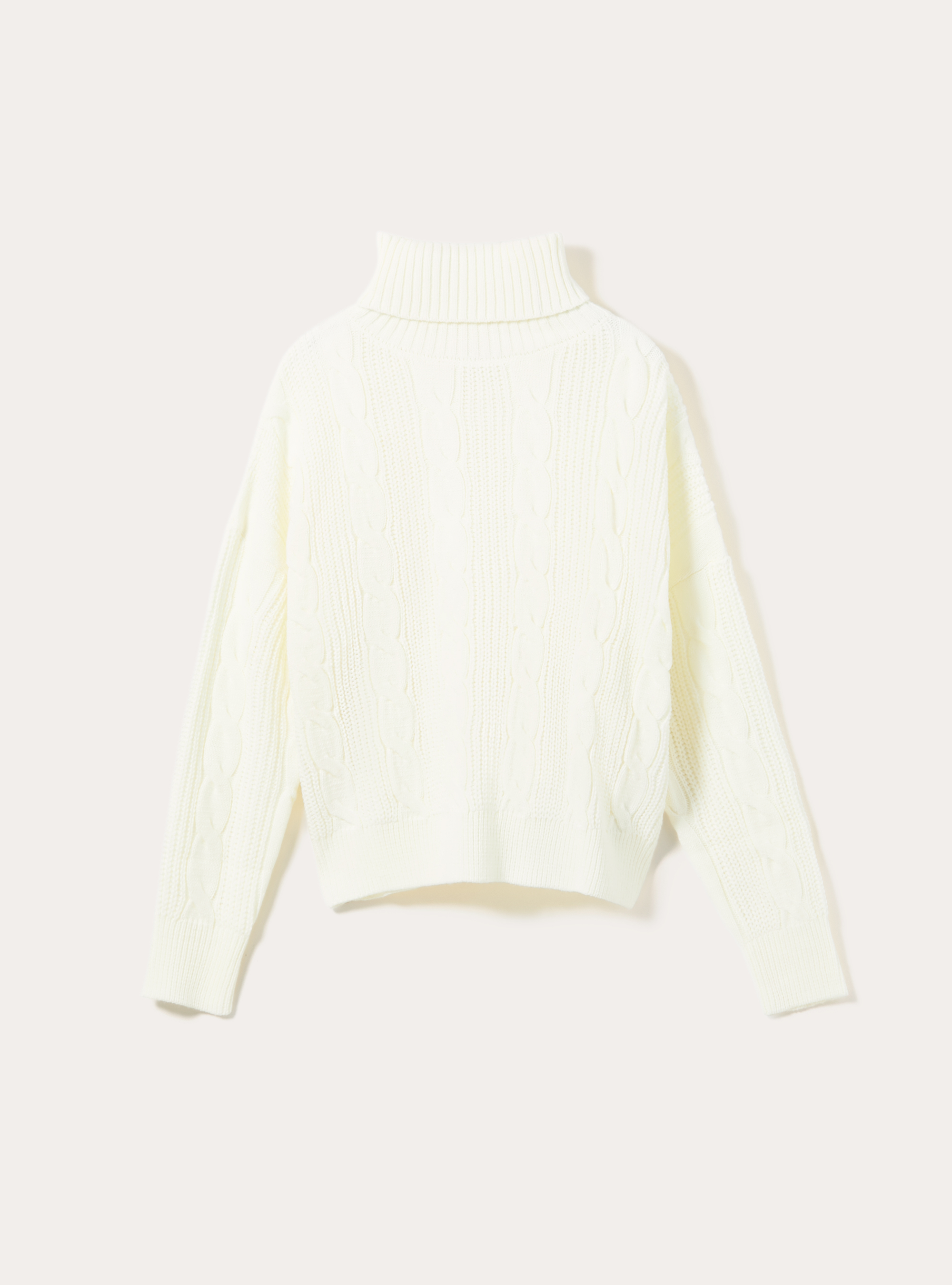 Jersey de cuello alto con trenzas, WH2 WHITE