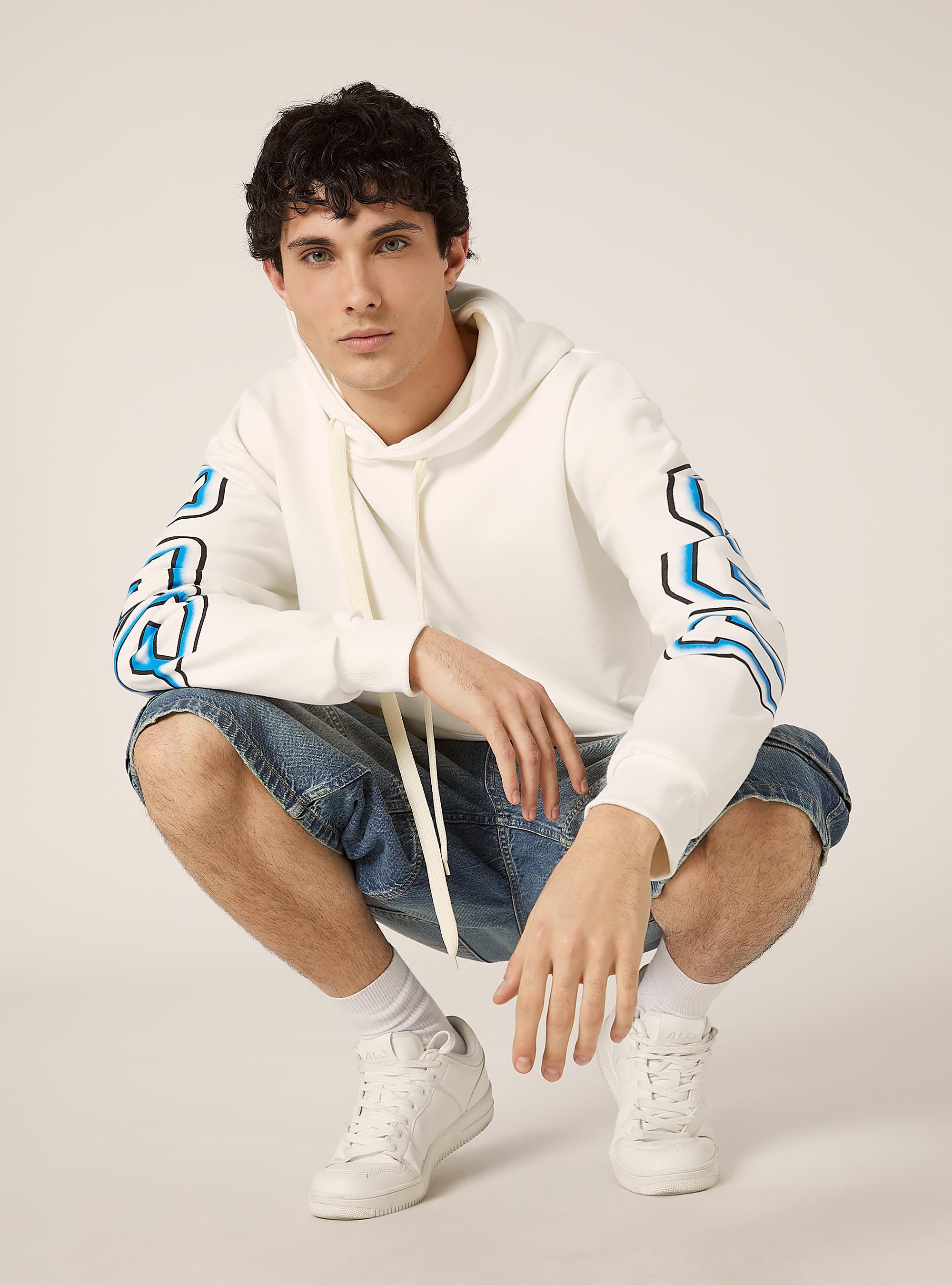 Hoodie mit Aufdruck, WH2 WHITE