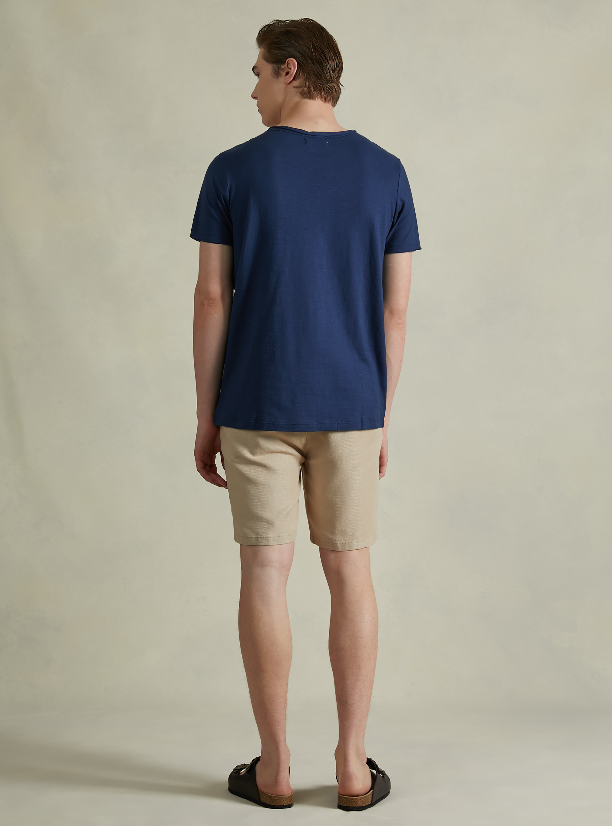 Maglietta in misto lino in tessuto fiammato, NA1 NAVY DARK