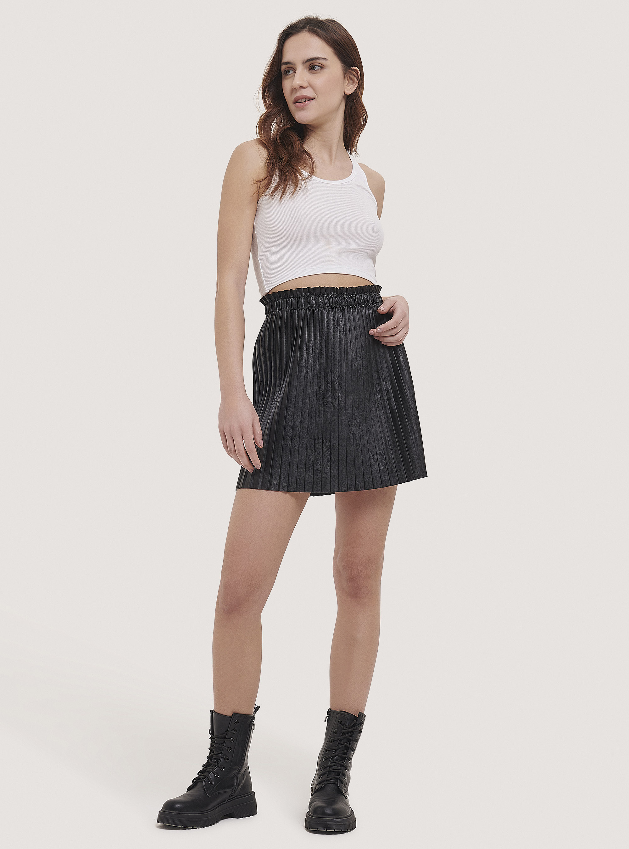 Jupe plissée en simili cuir top