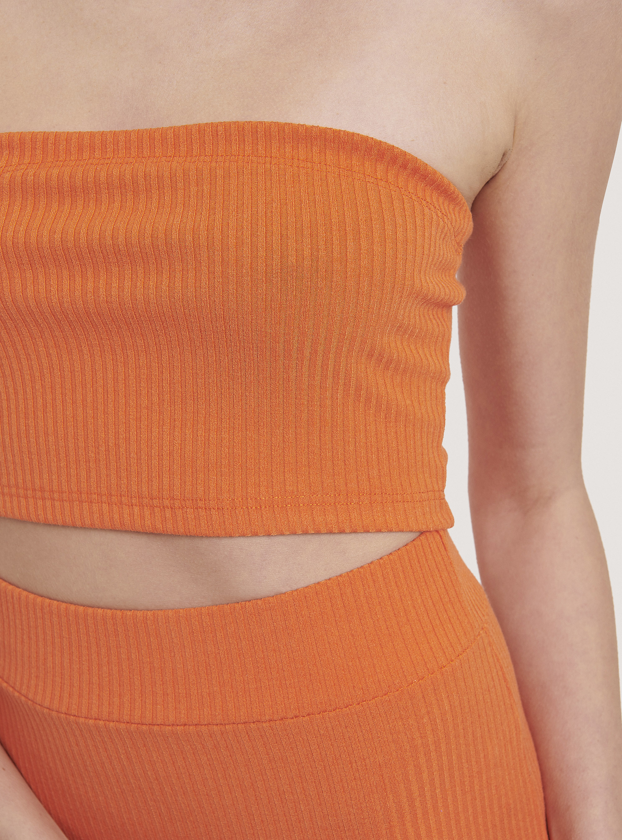 Ribbed bandeau top, C330 ORANGE