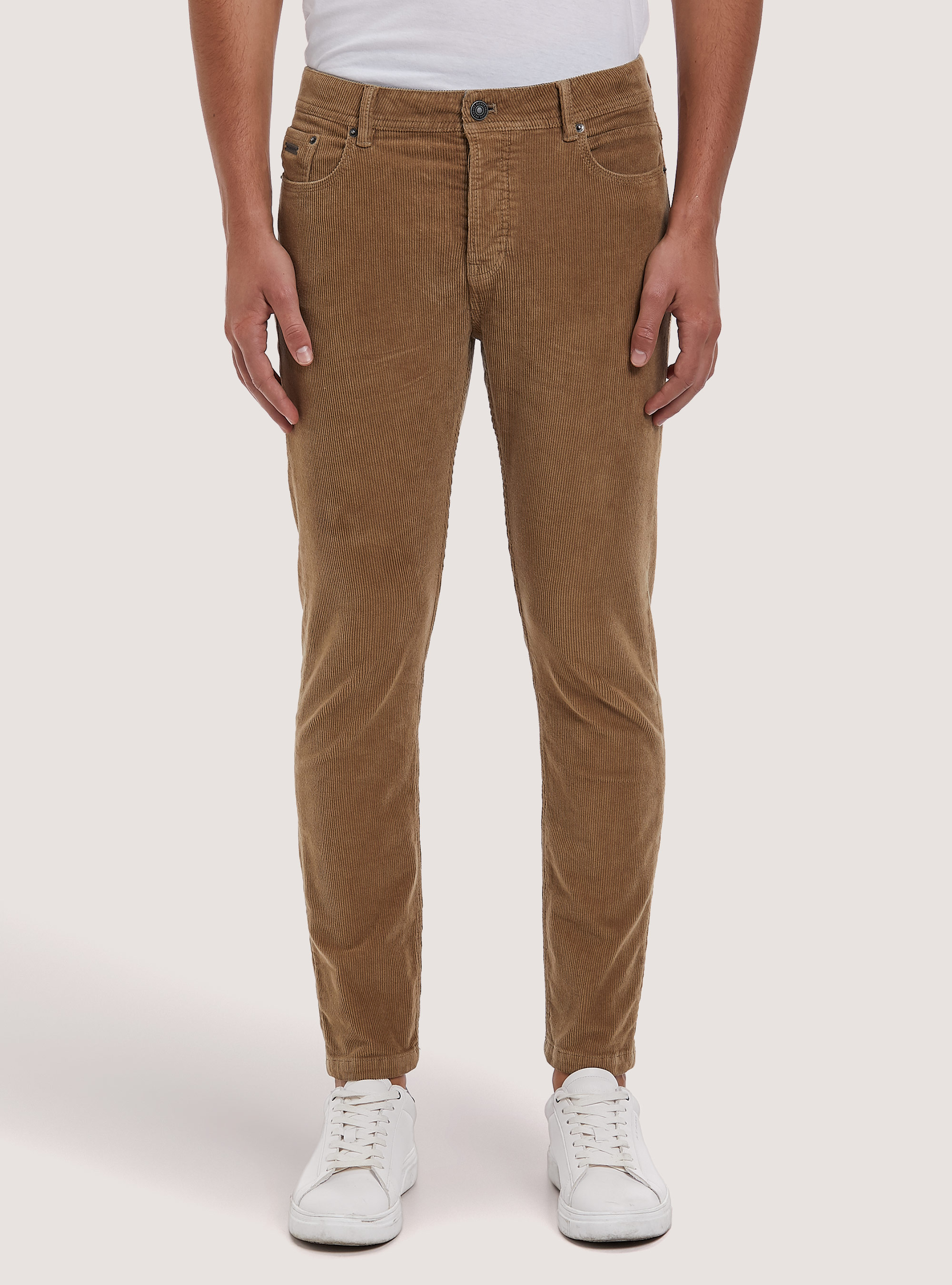 Corduroy skynny fit trousers, BG2 BEIGE MEDIUM