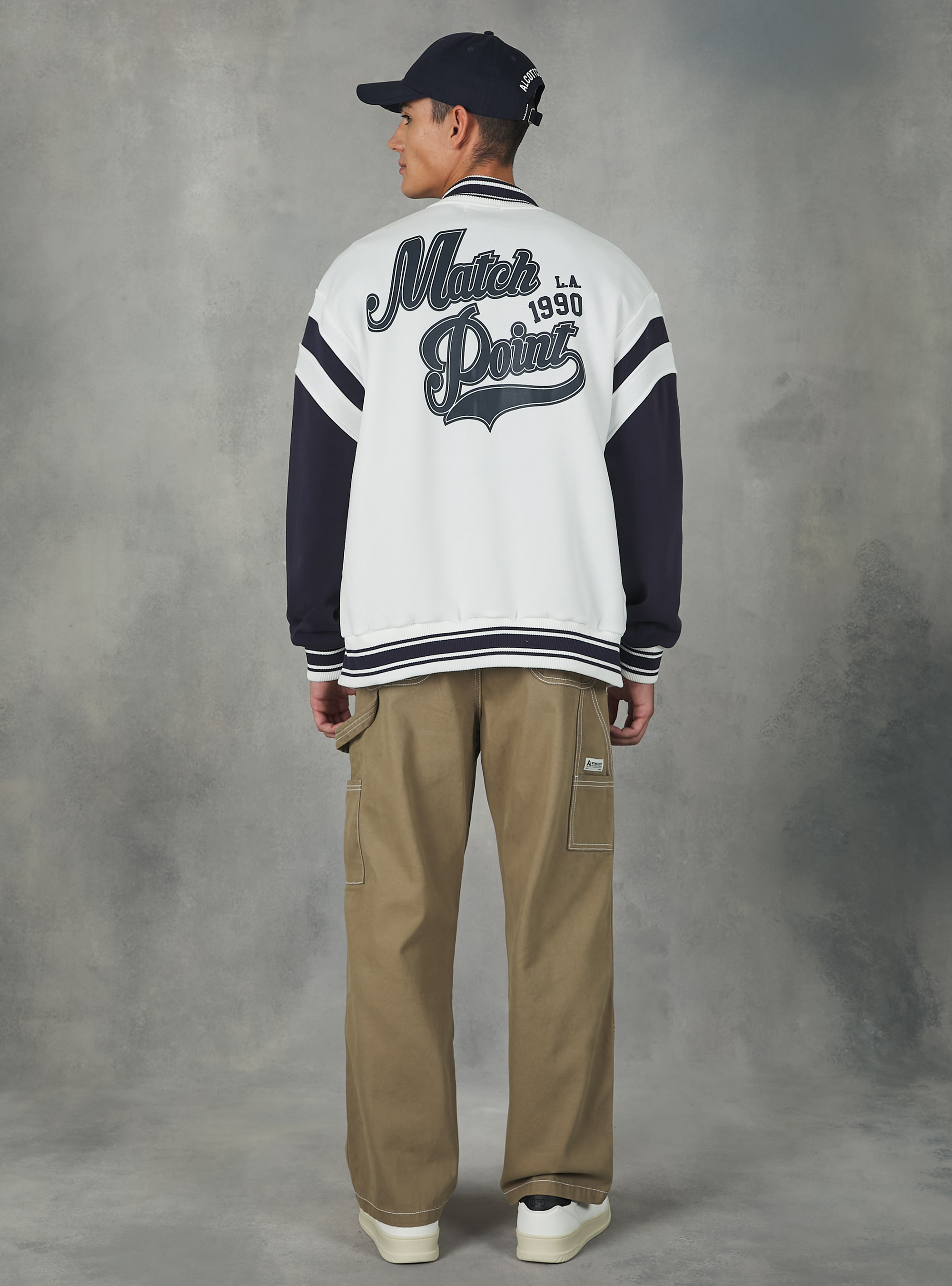 College Bomber Jacket with print, WH2 WHITE