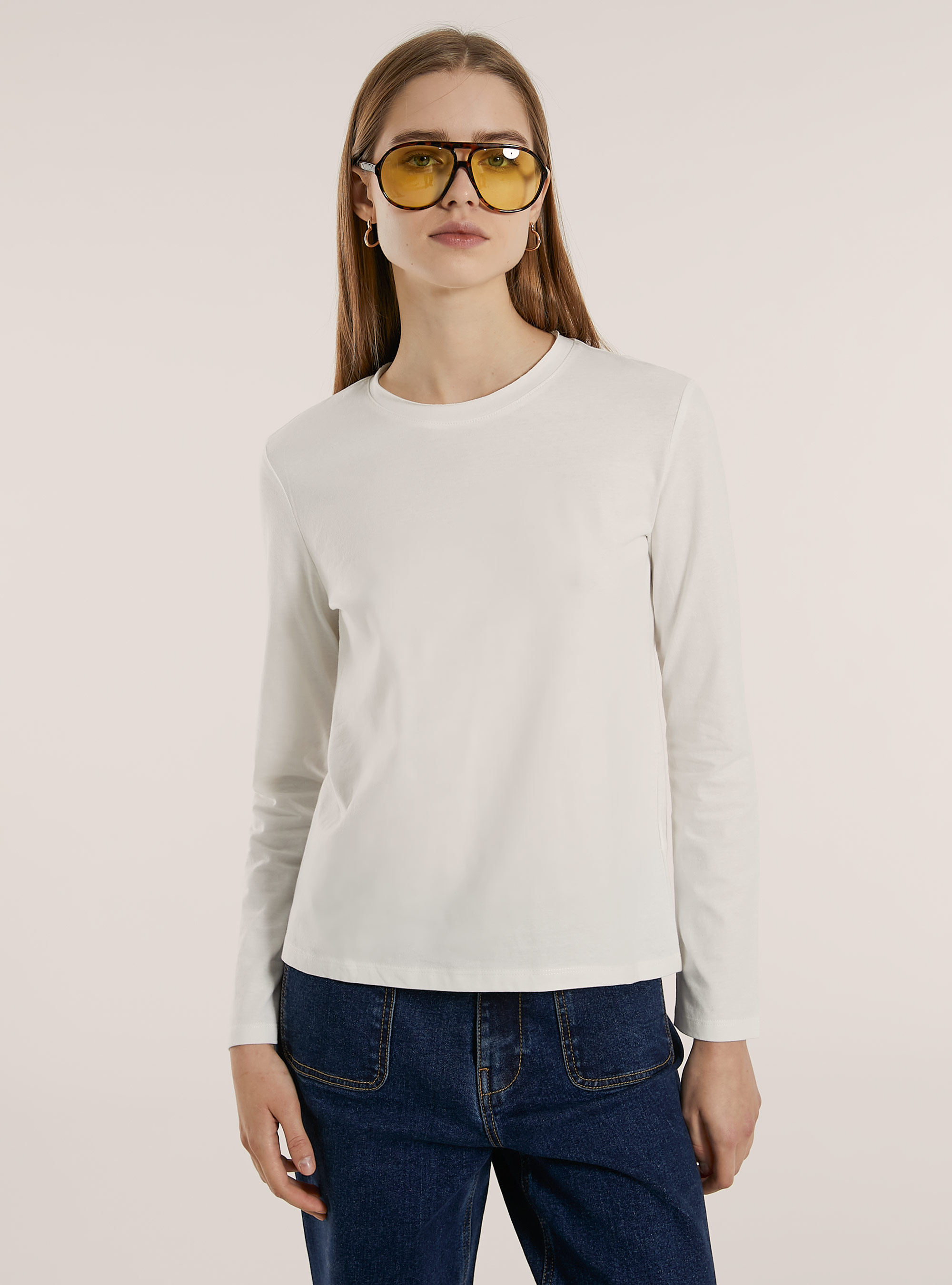 Basic long-sleeved T-shirt, WH2 WHITE