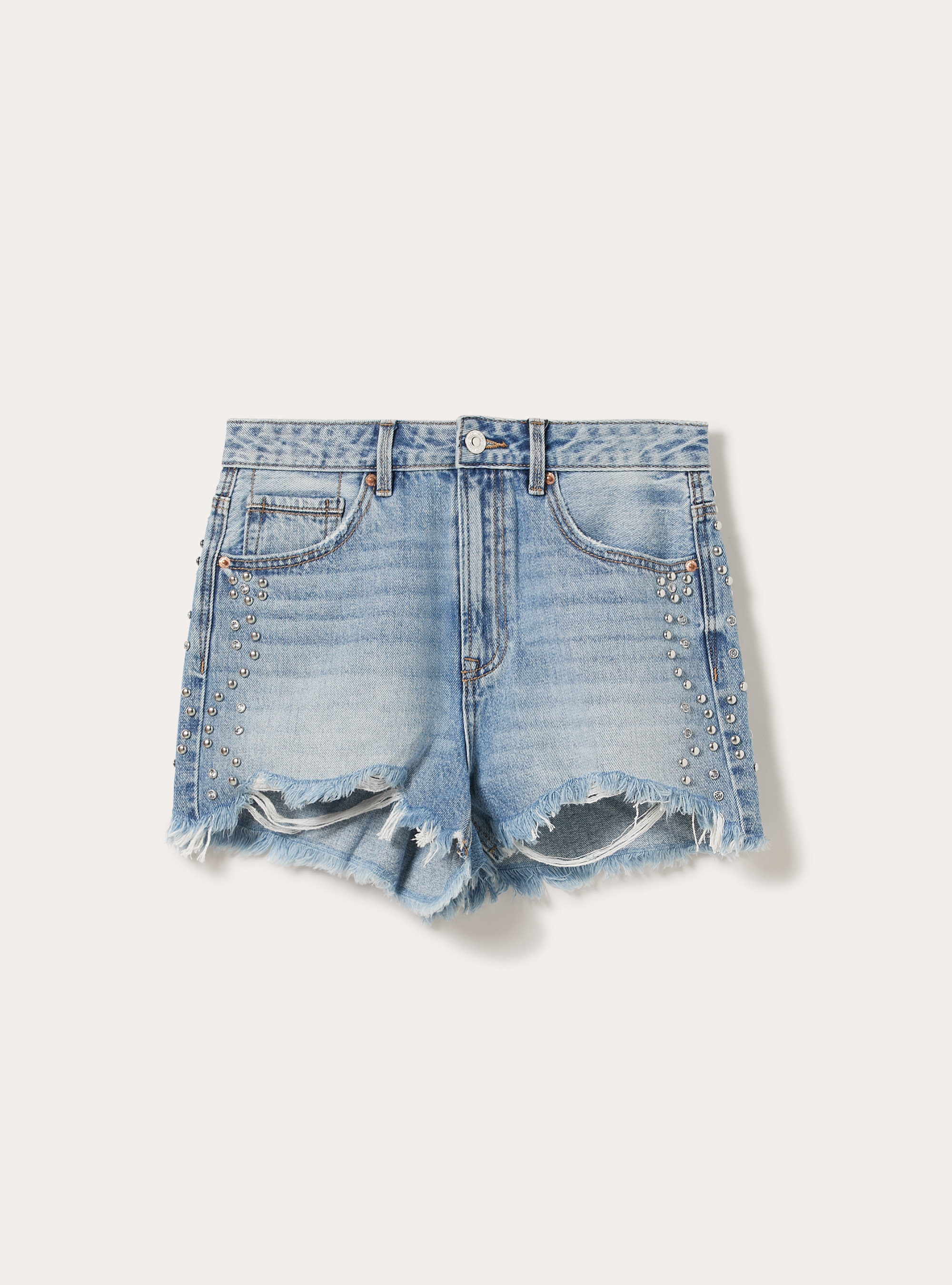 Jeansshorts mit Nieten, D006 AZURE