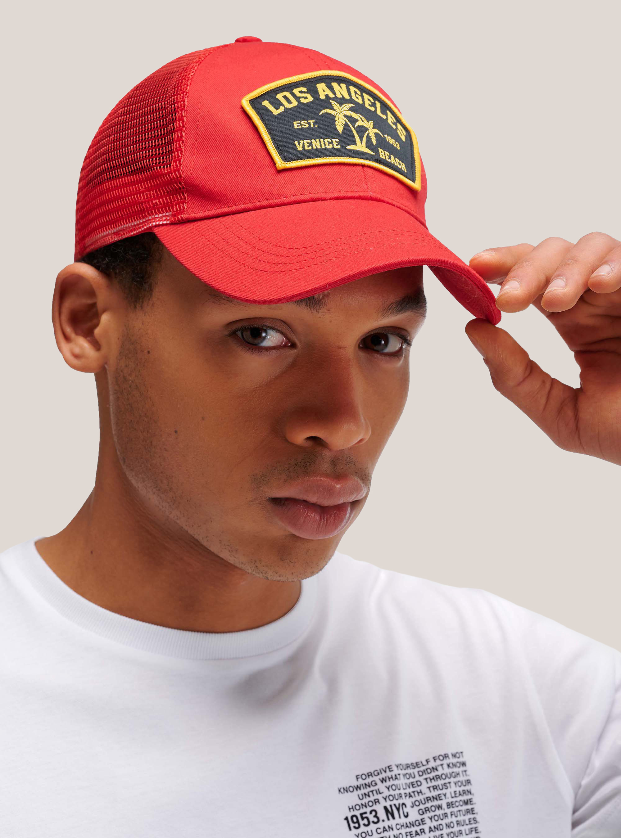 Gorro trucker patch, ROJO