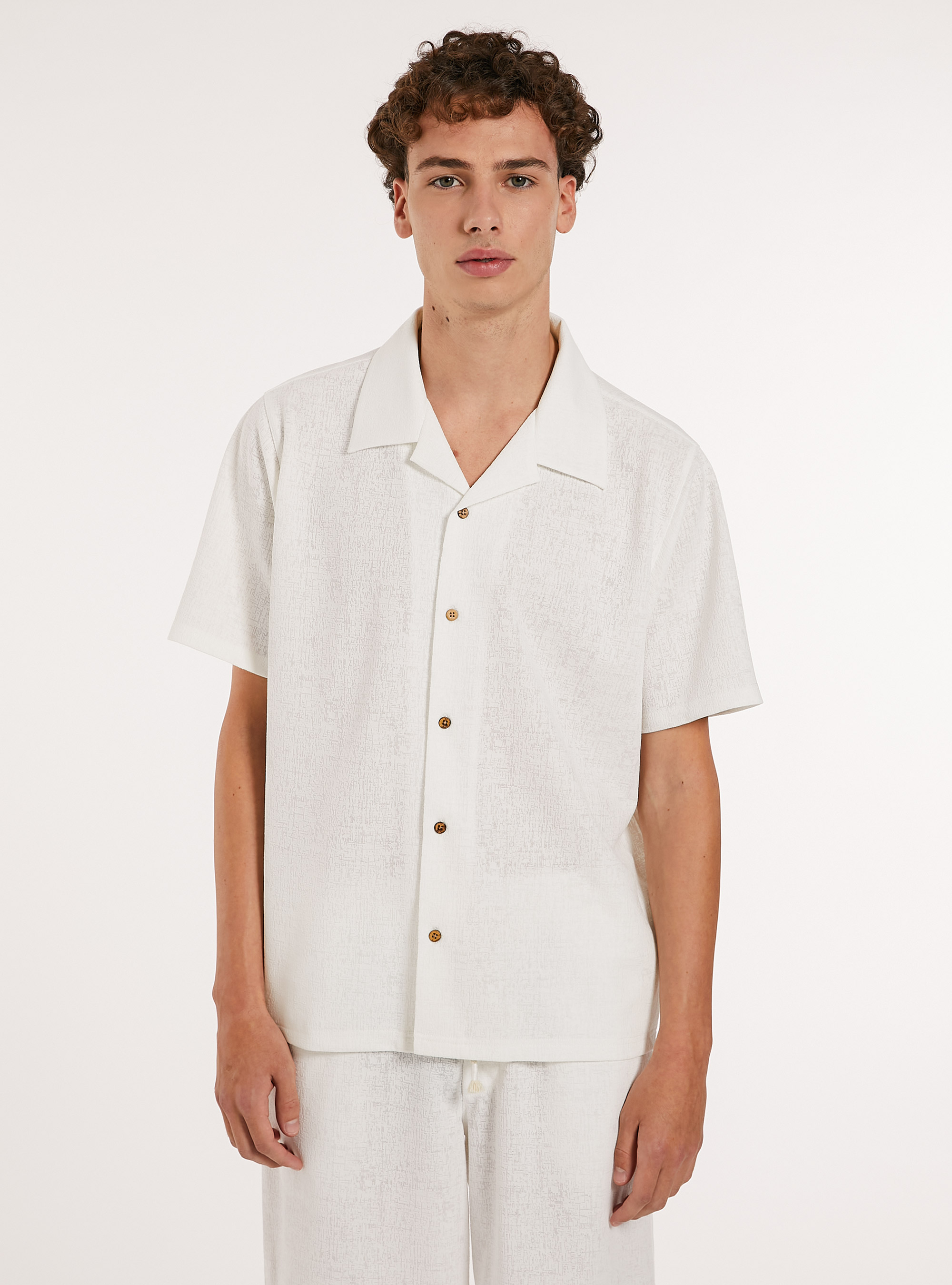 Camicia bowling testurizzata, WH2 WHITE