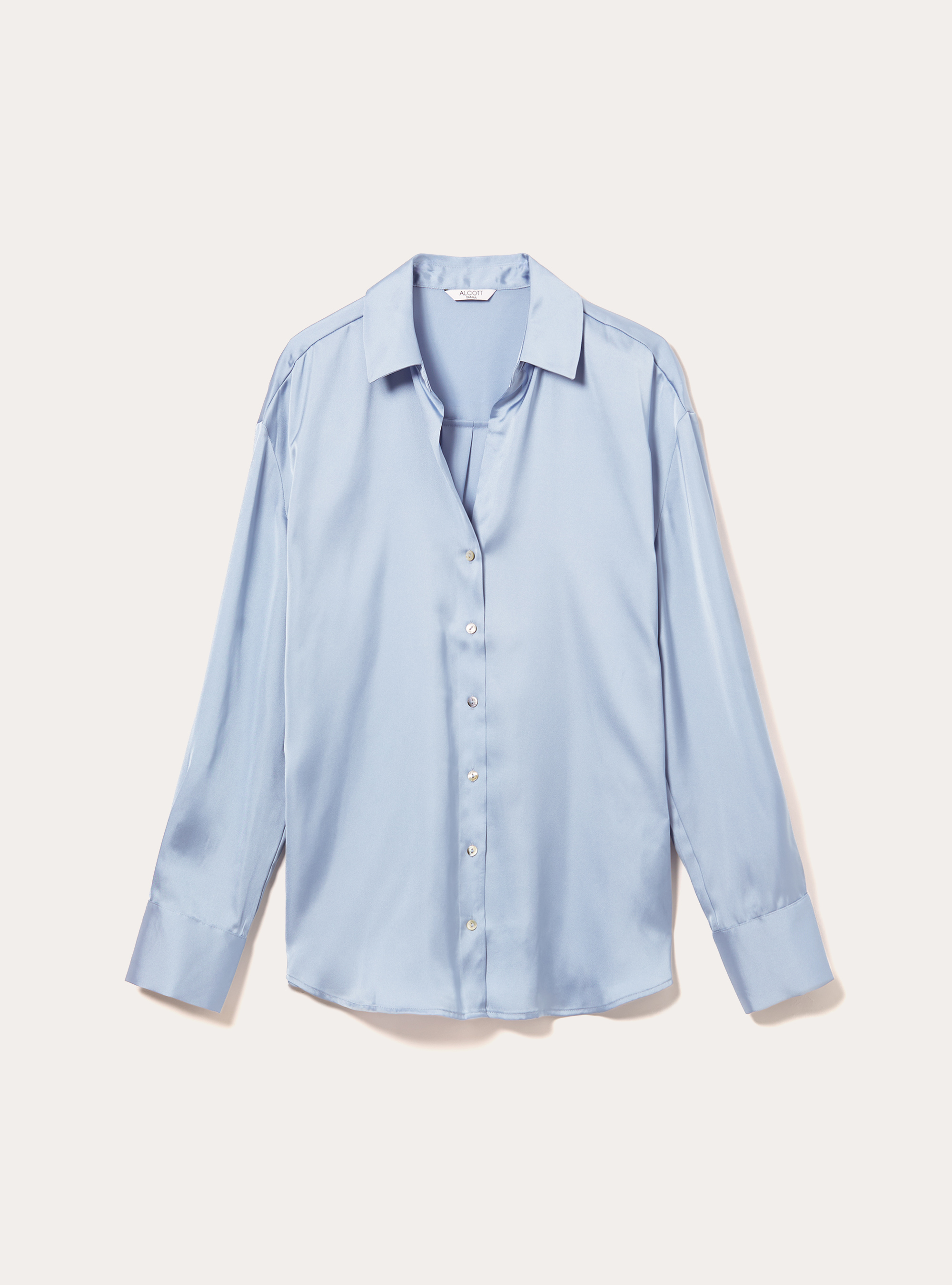 Plain satin shirt, AZ2 AZURE MEDIUM