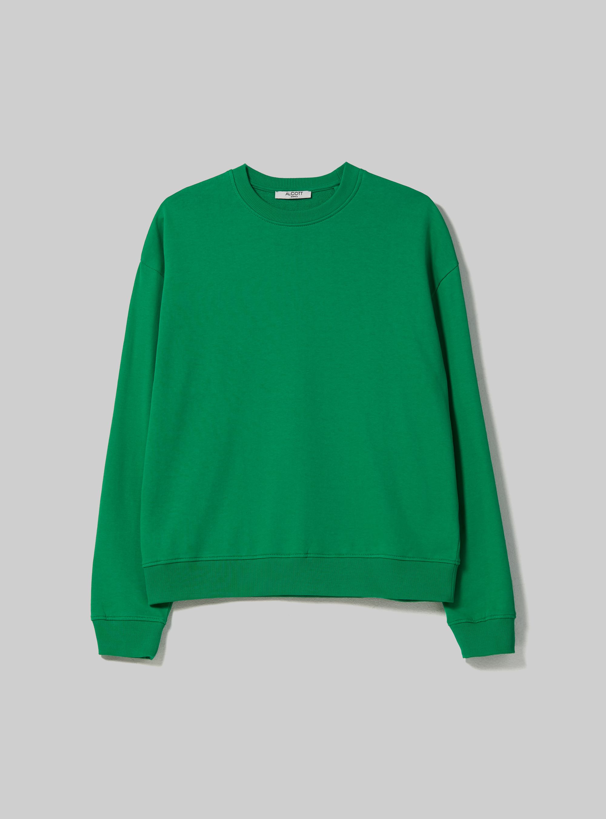 Sudadera lisa de algodón con cuello redondo, GN2 GREEN MEDIUM