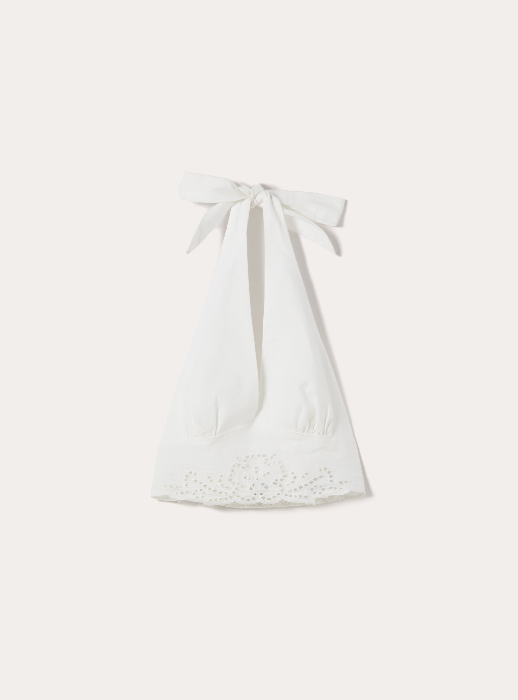 Top halter  sangallo in misto lino, WH2 WHITE