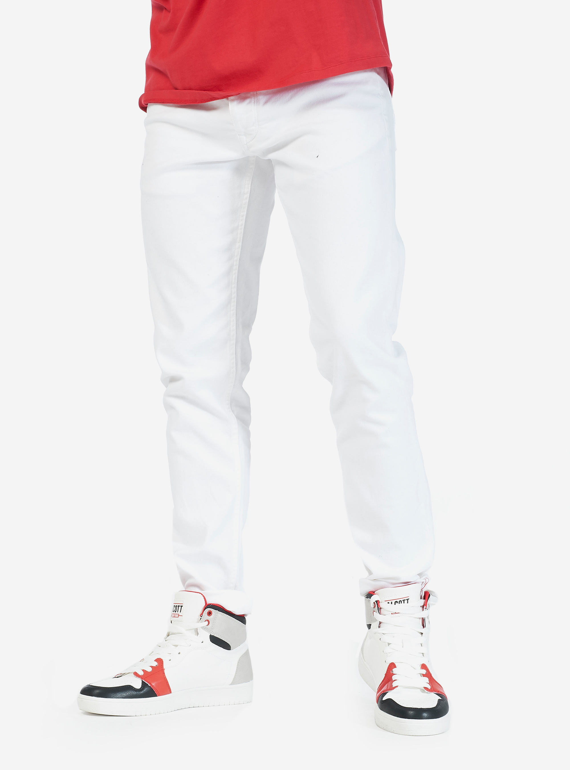 Pantalons twill stretch, C099 WHITE