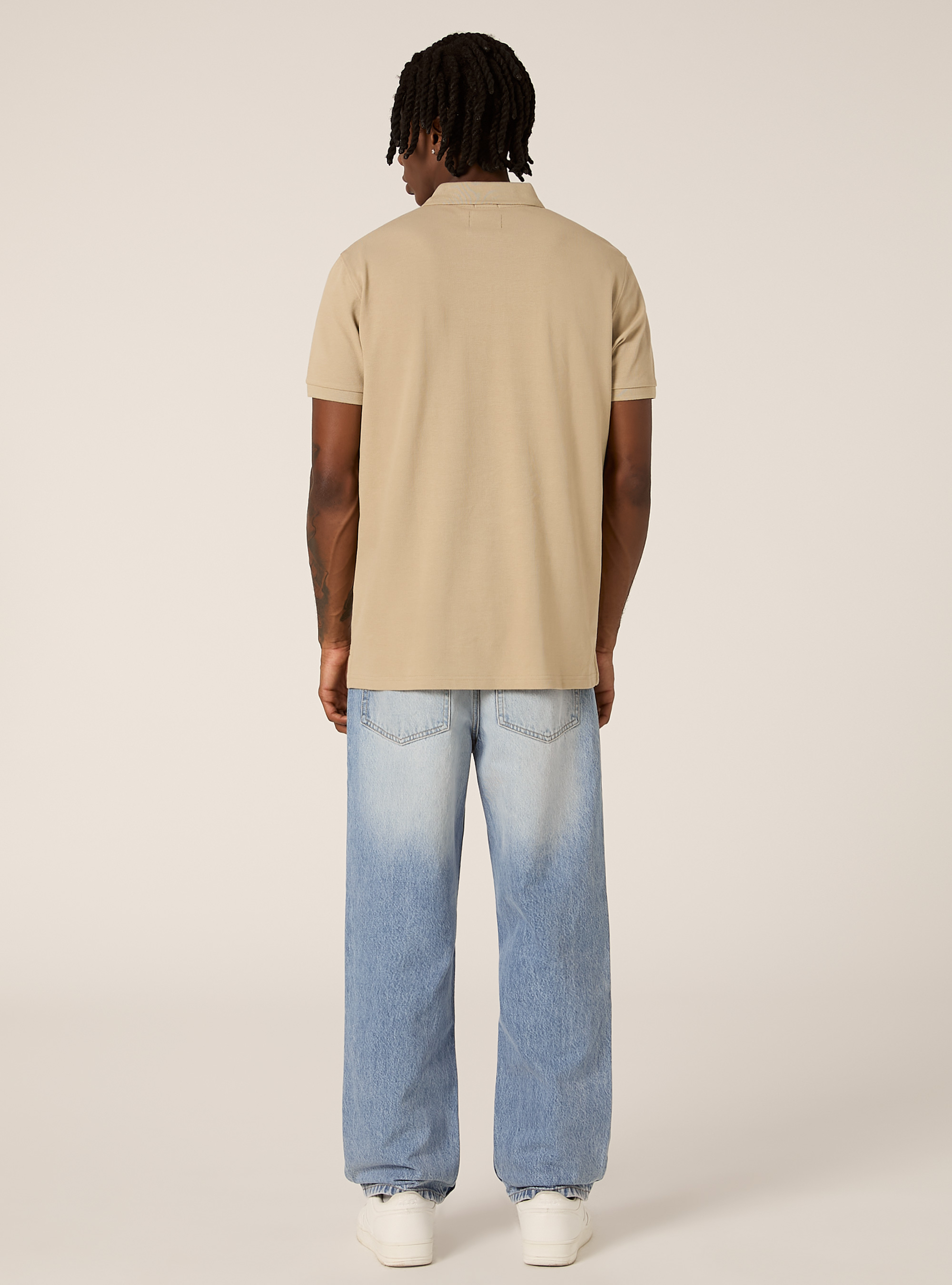 Cotton piqu&eacute; polo shirt with embroidery, BG2 BEIGE MEDIUM