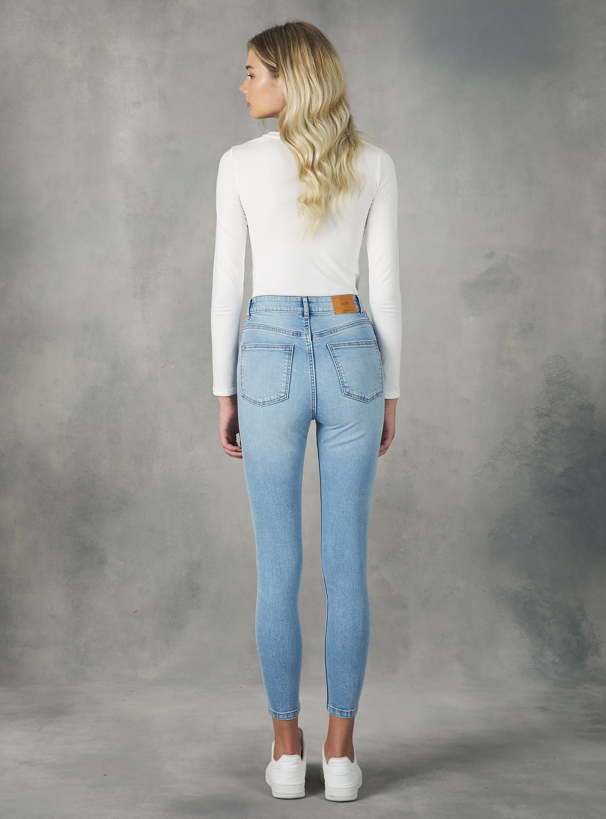 Jean super skinny &agrave; taille haute, D007 LIGHT AZURE