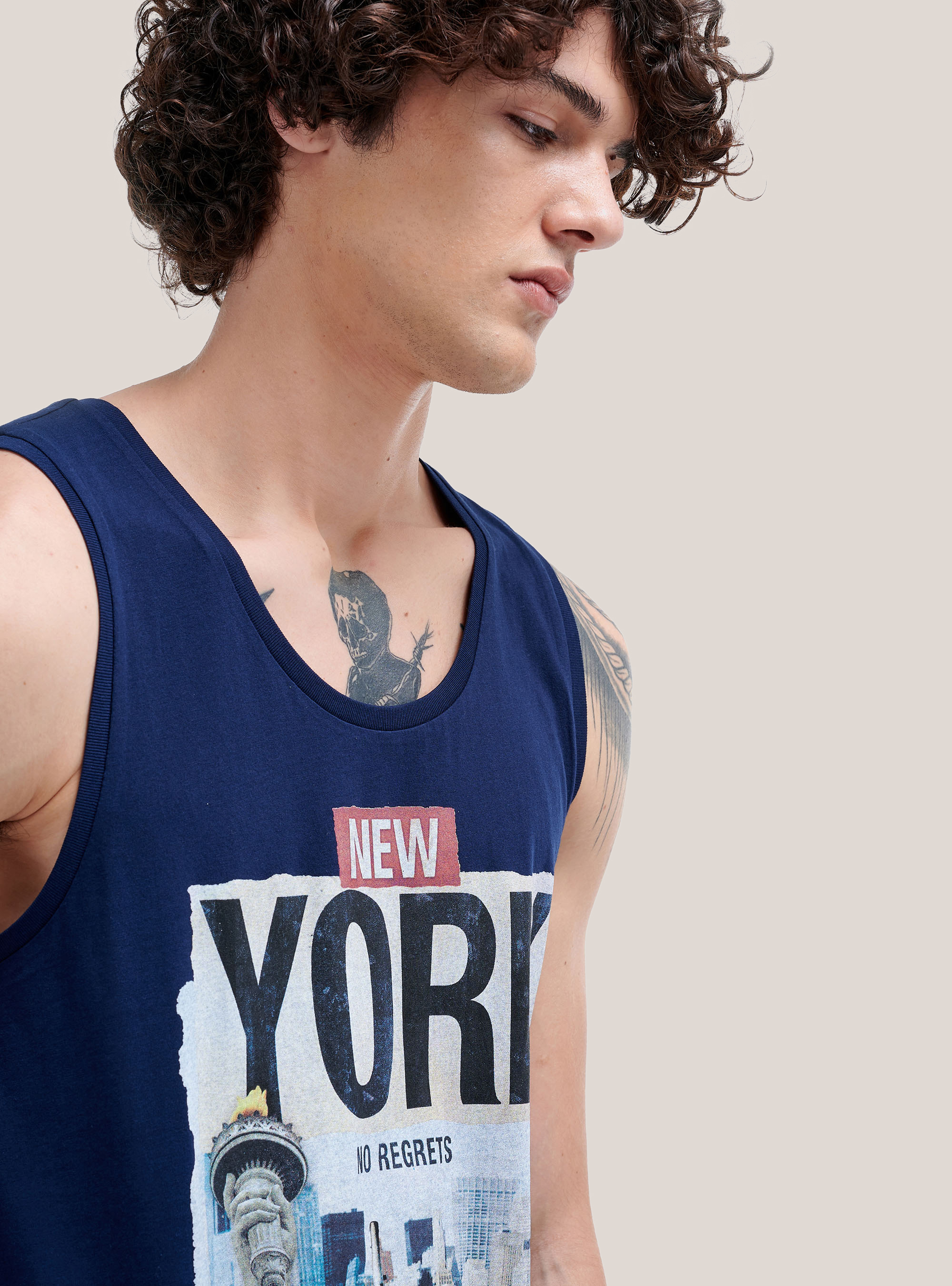 Tanktop mit Sommermotiven, C2236 BLUE