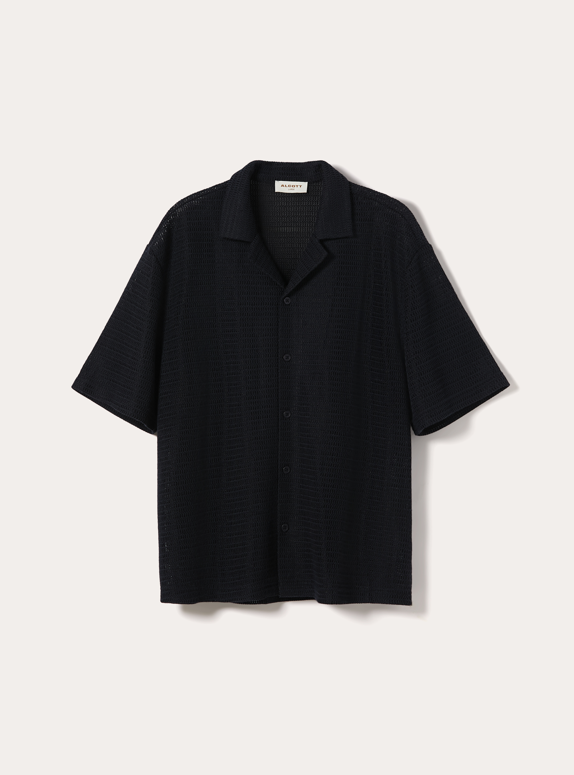 Camicia bowling regular fit effetto rete, NA1 NAVY DARK
