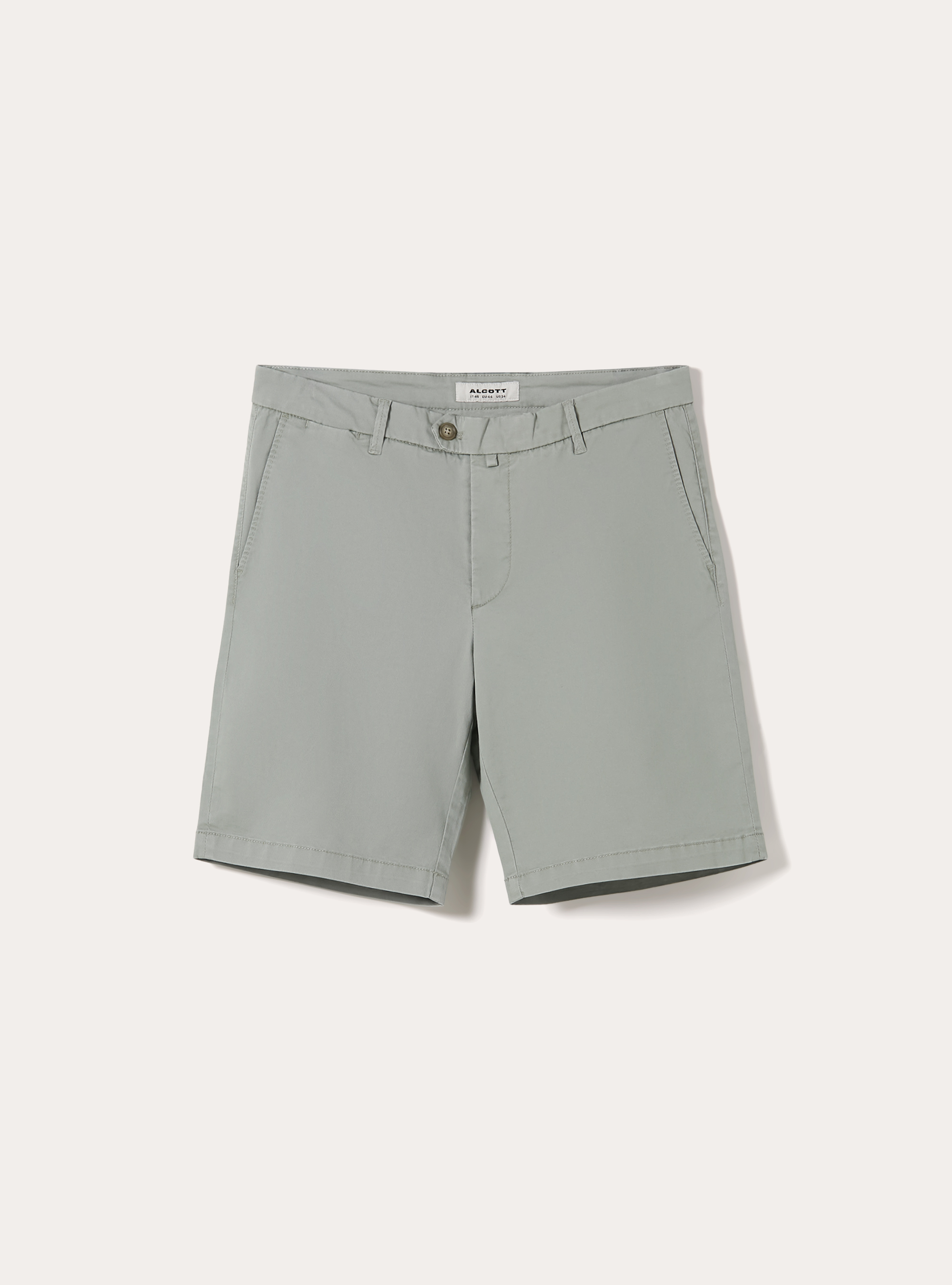 Bermuda in twill elasticizzato basico, SG3 SAGE LIGHT