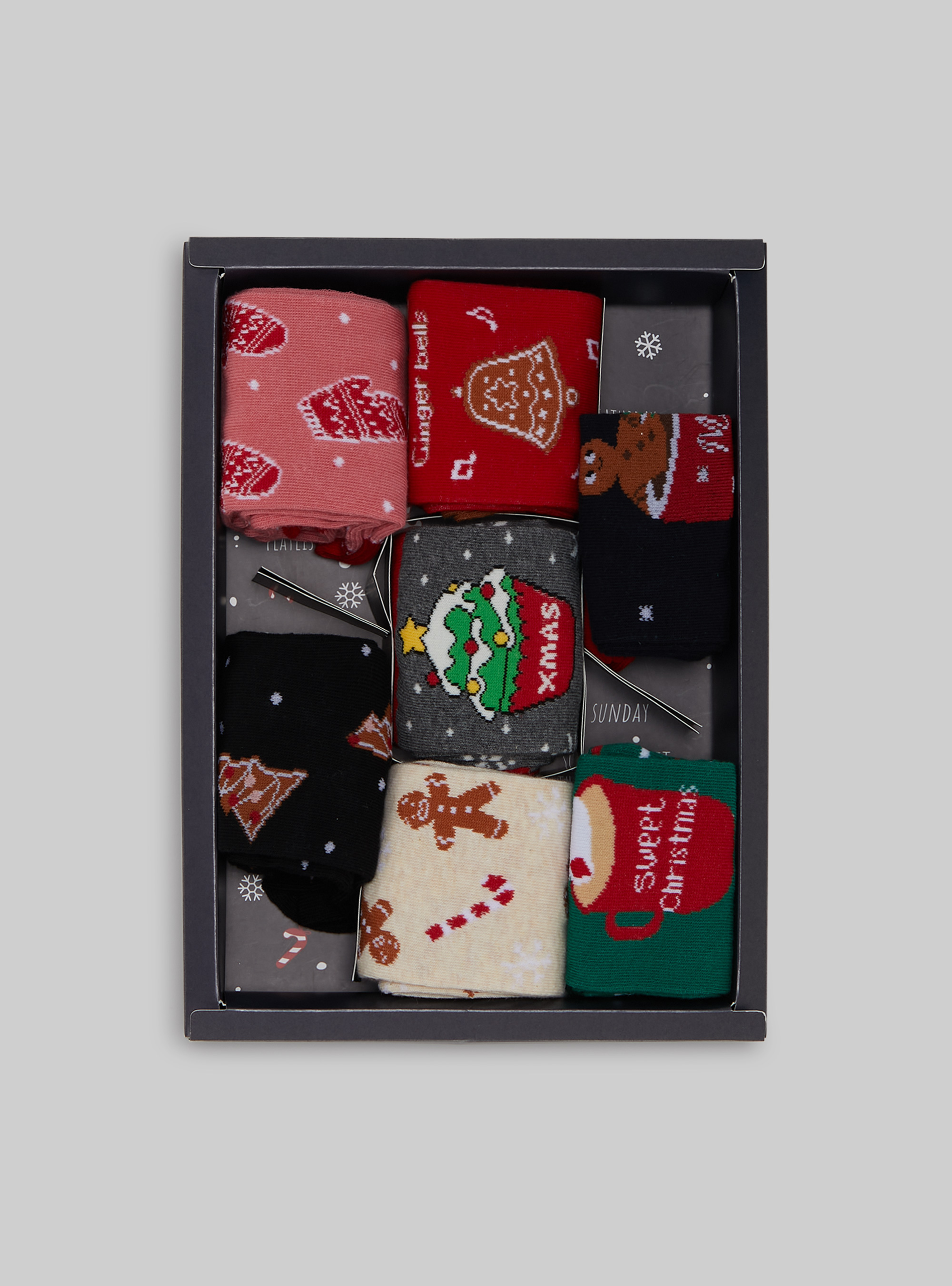 Christmas Box set of 7 pairs of socks, XMAS