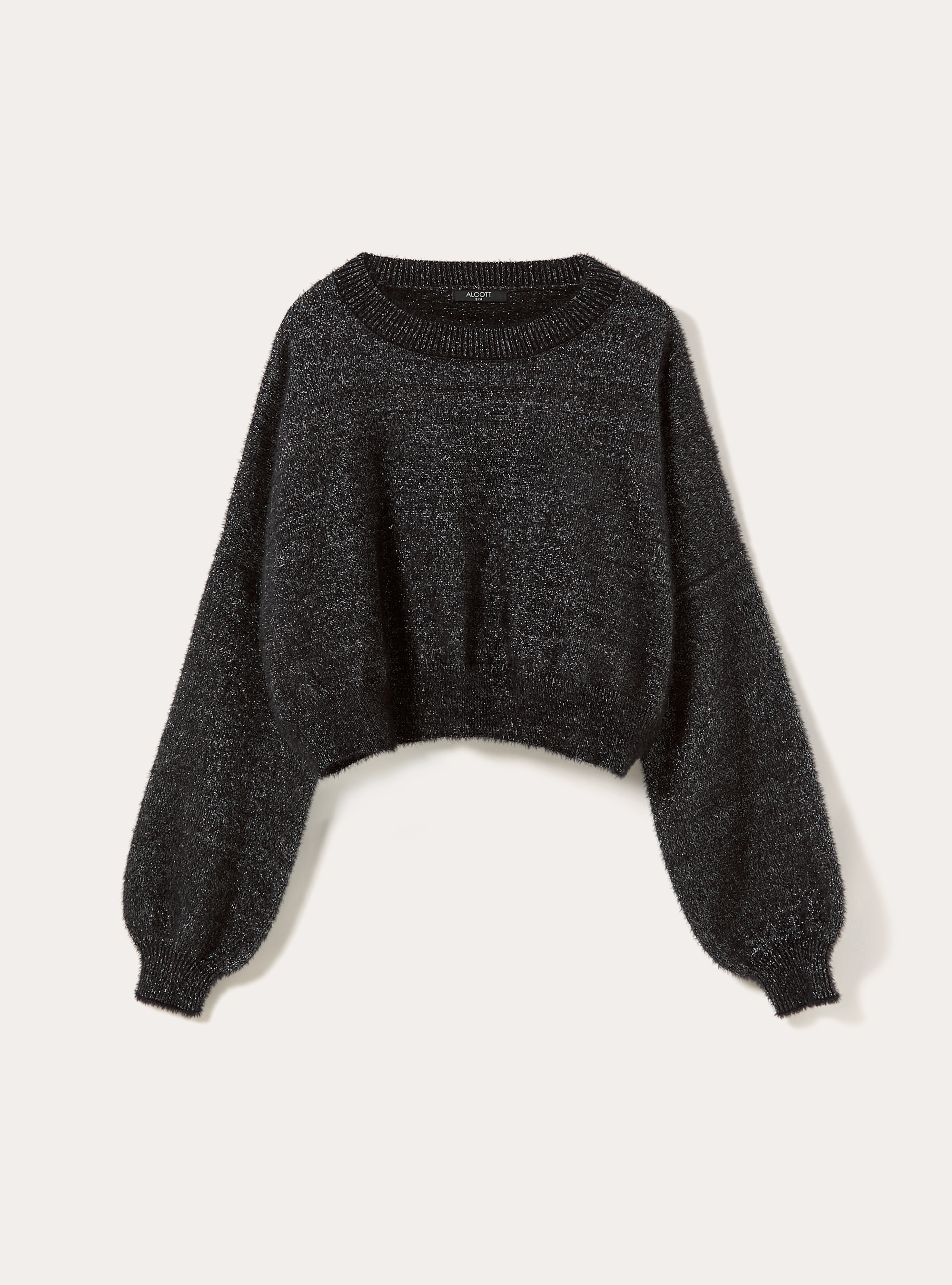 Boxy fit lurex pullover, BK1 BLACK