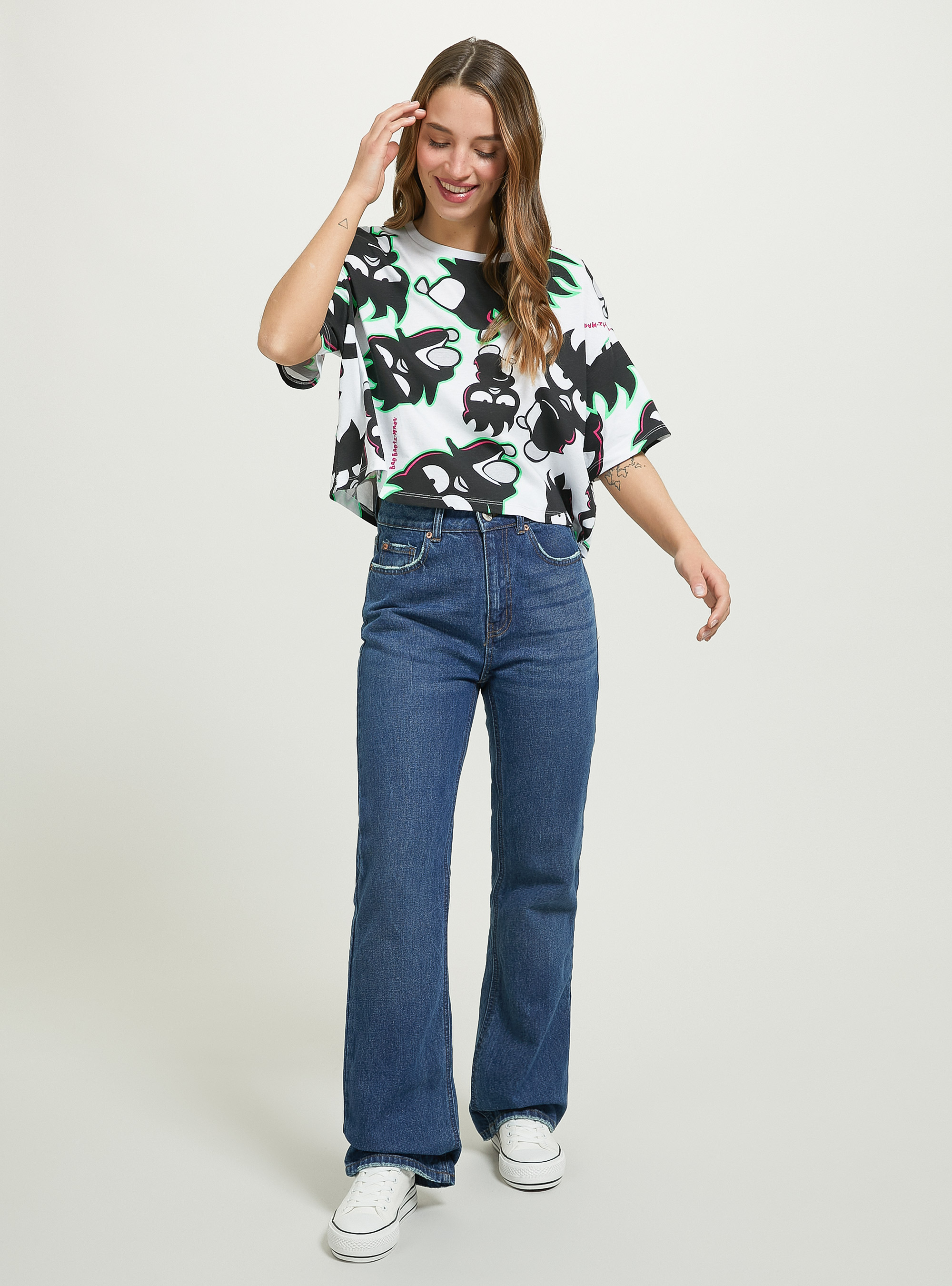 Badtz-Maru / Alcott cropped T-shirt, WH3 WHITE