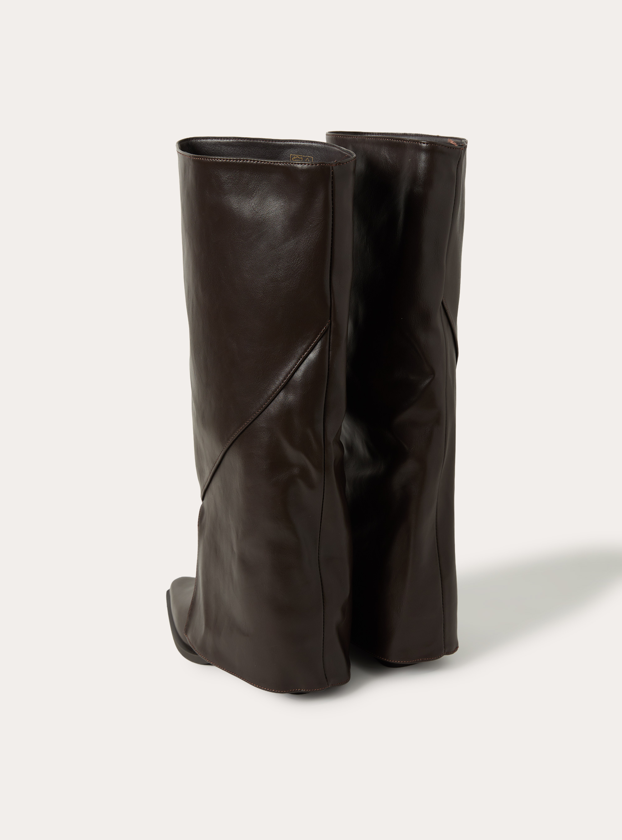 Hohe Stiefel in Lederoptik mit Gamaschen Optik und spitzer Zehenkappe, BR1 BROWN DARK